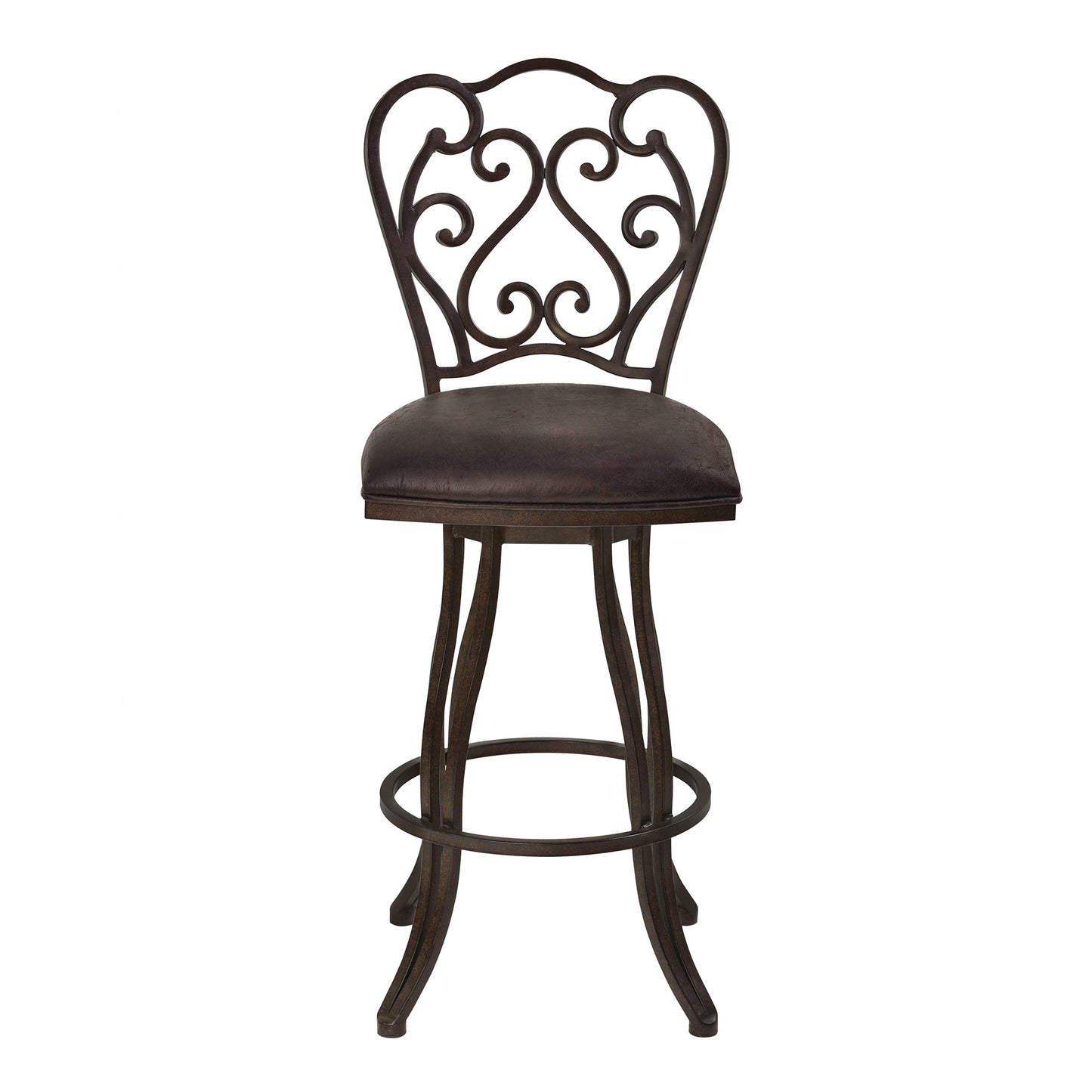 Celeste Metal Swivel Barstool in Bandero Espresso Fabric and Auburn Bay Finish