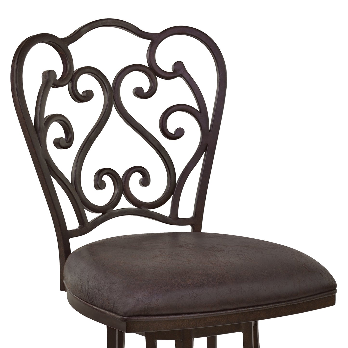 Celeste Metal Swivel Barstool in Bandero Espresso Fabric and Auburn Bay Finish