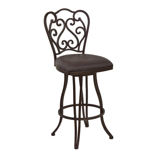 Celeste Metal Swivel Barstool in Bandero Espresso Fabric and Auburn Bay Finish