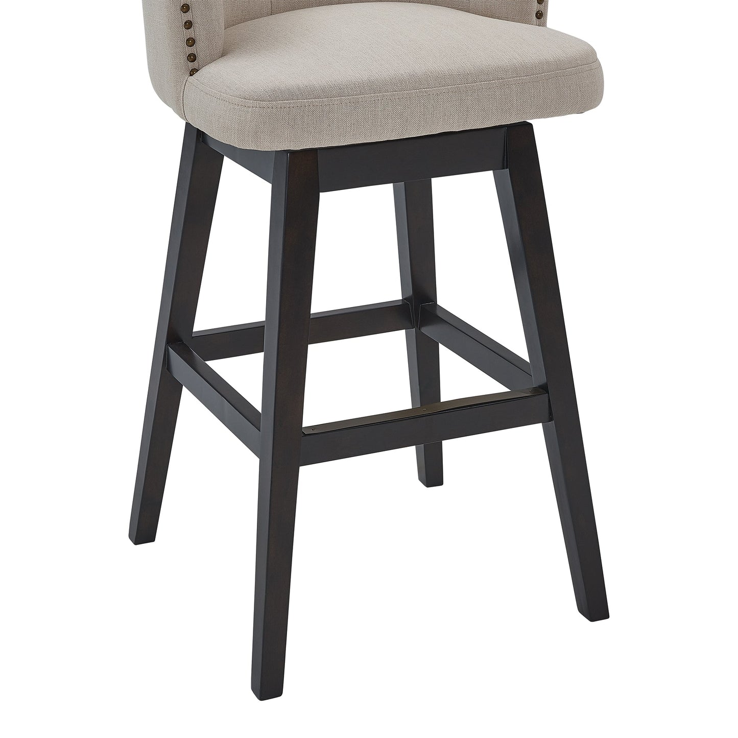 Celine Swivel Fabric and Espresso Wood Bar Stool - Counter and Bar Height Options