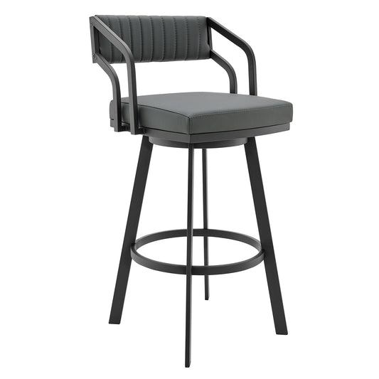 Capri Swivel Modern Metal and Faux Leather Bar and Counter Stool