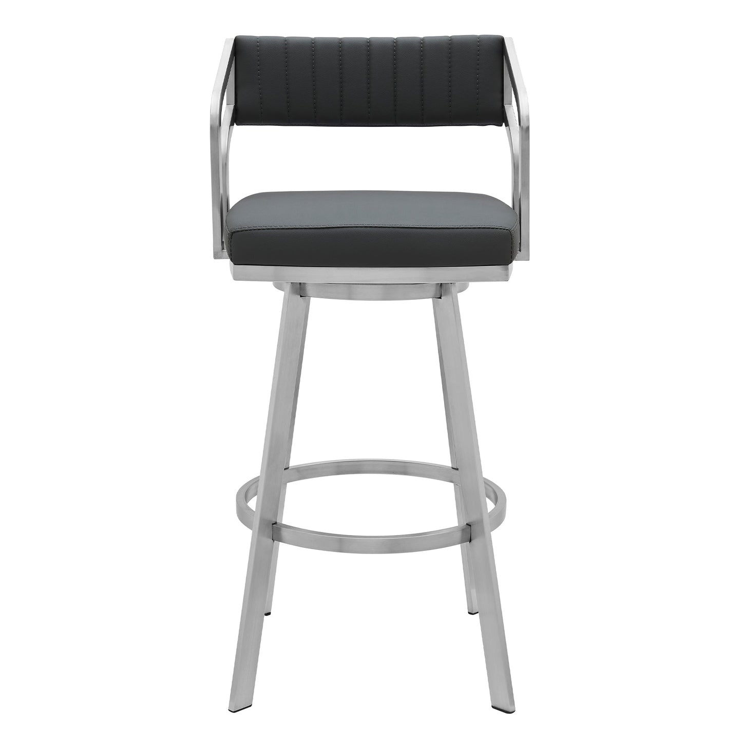Capri Swivel Modern Metal and Faux Leather Bar and Counter Stool