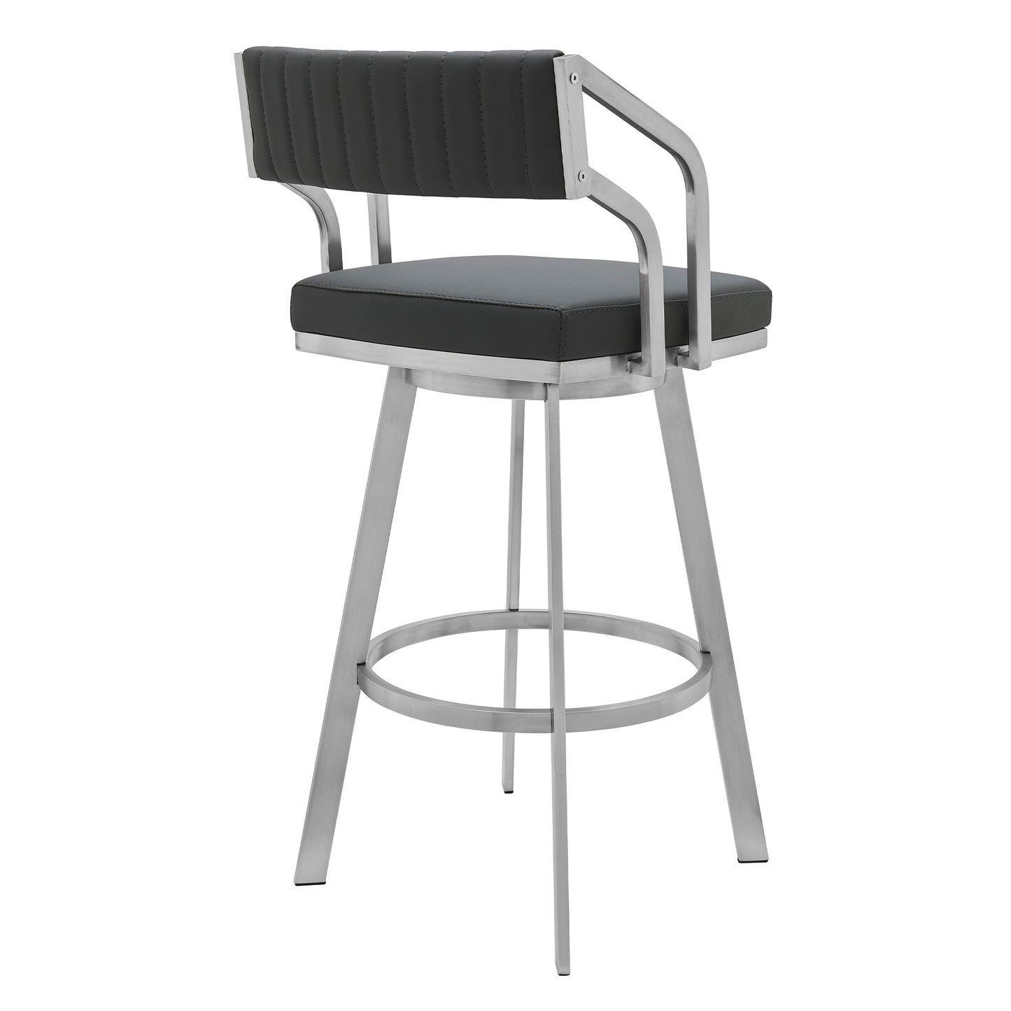Capri Swivel Modern Metal and Faux Leather Bar and Counter Stool