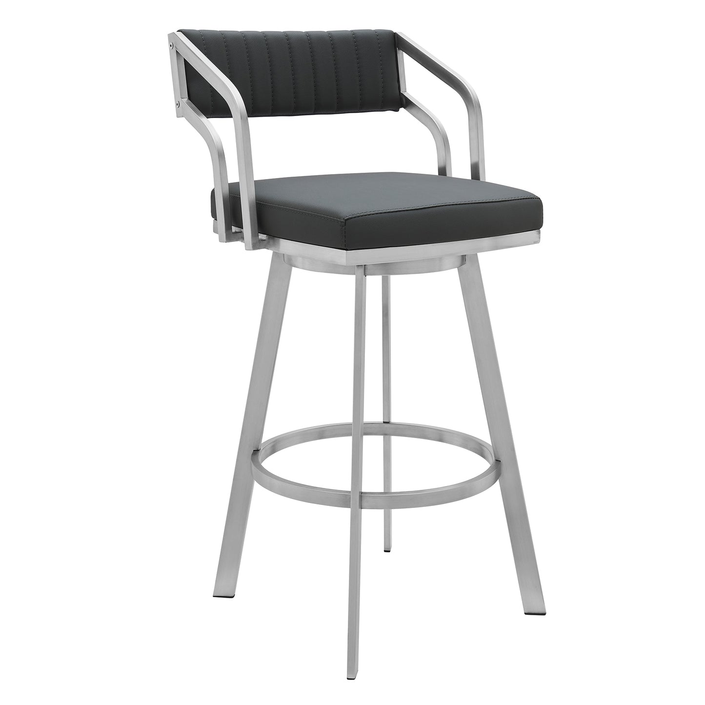 Capri Swivel Modern Metal and Faux Leather Bar and Counter Stool