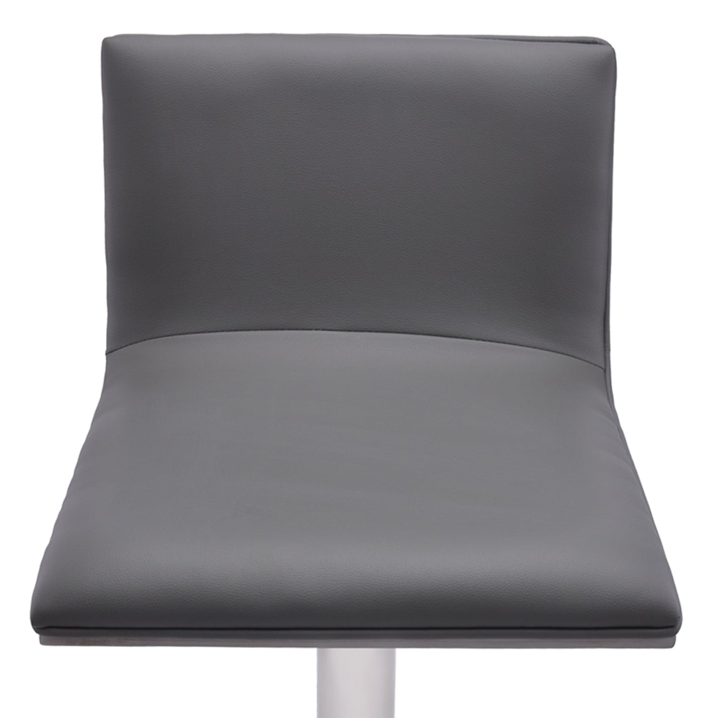 Crystal Adjustable Height Swivel Bar Stool with Brushed Stainless Steel Base and Faux Leather