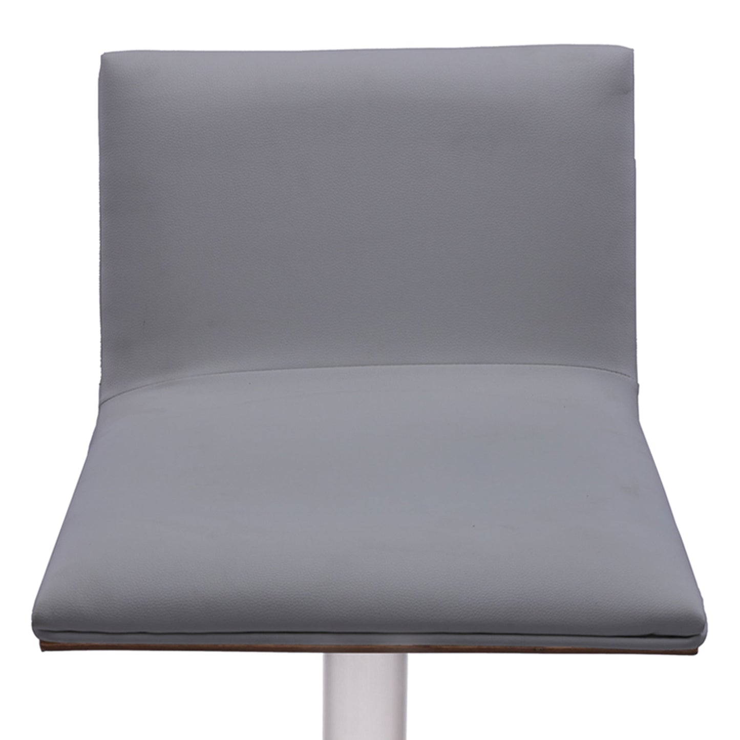 Crystal Adjustable Height Swivel Bar Stool with Brushed Stainless Steel Base and Faux Leather