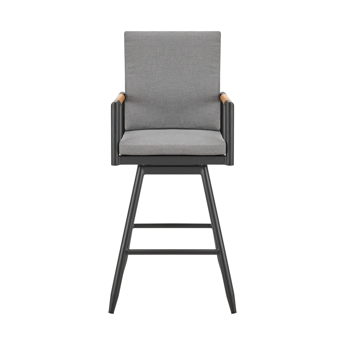 Crown Outdoor Patio Swivel Stool in Aluminum with Rope and Cushions