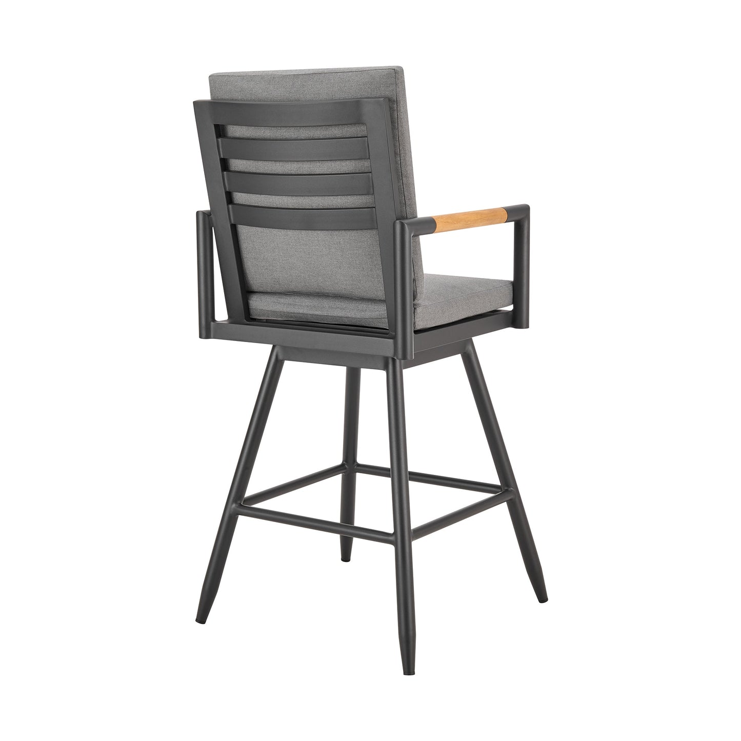 Crown Outdoor Patio Swivel Stool in Aluminum with Rope and Cushions
