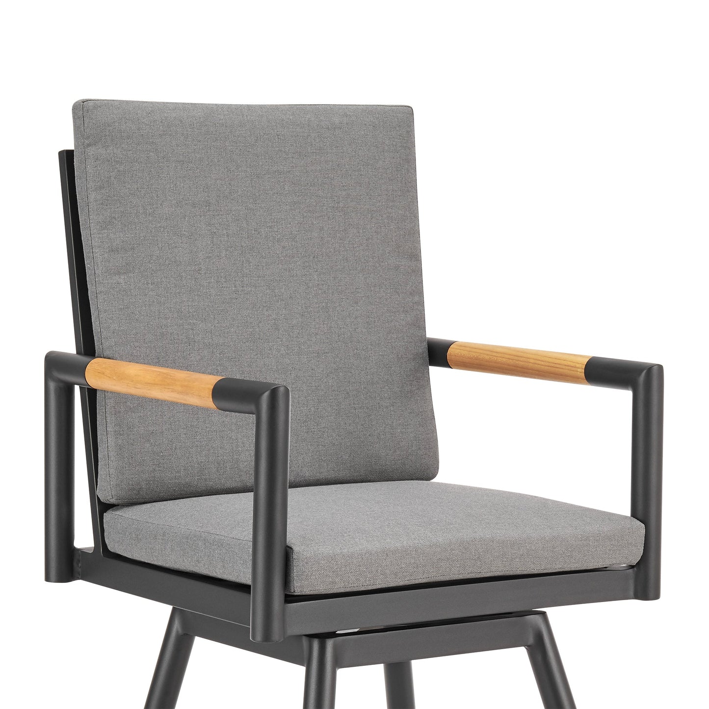 Crown Outdoor Patio Swivel Stool in Aluminum with Rope and Cushions