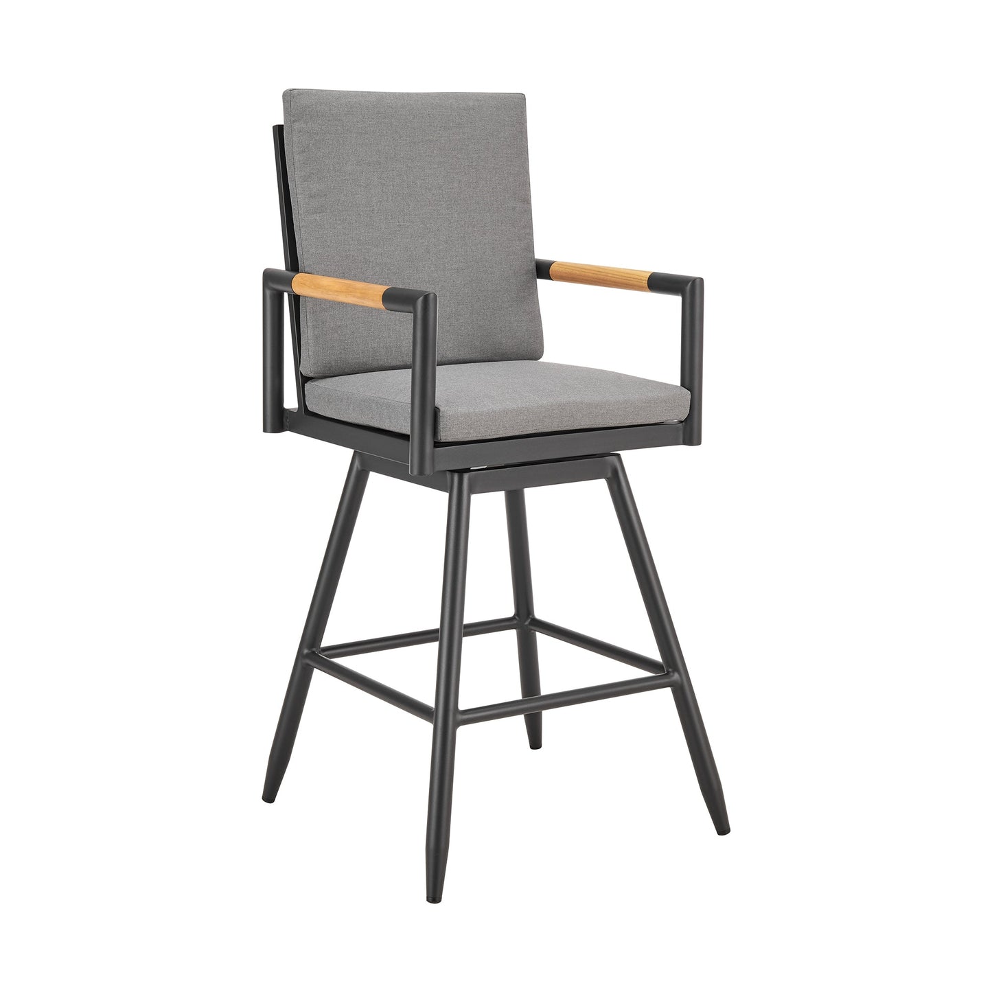 Crown Outdoor Patio Swivel Stool in Aluminum with Rope and Cushions