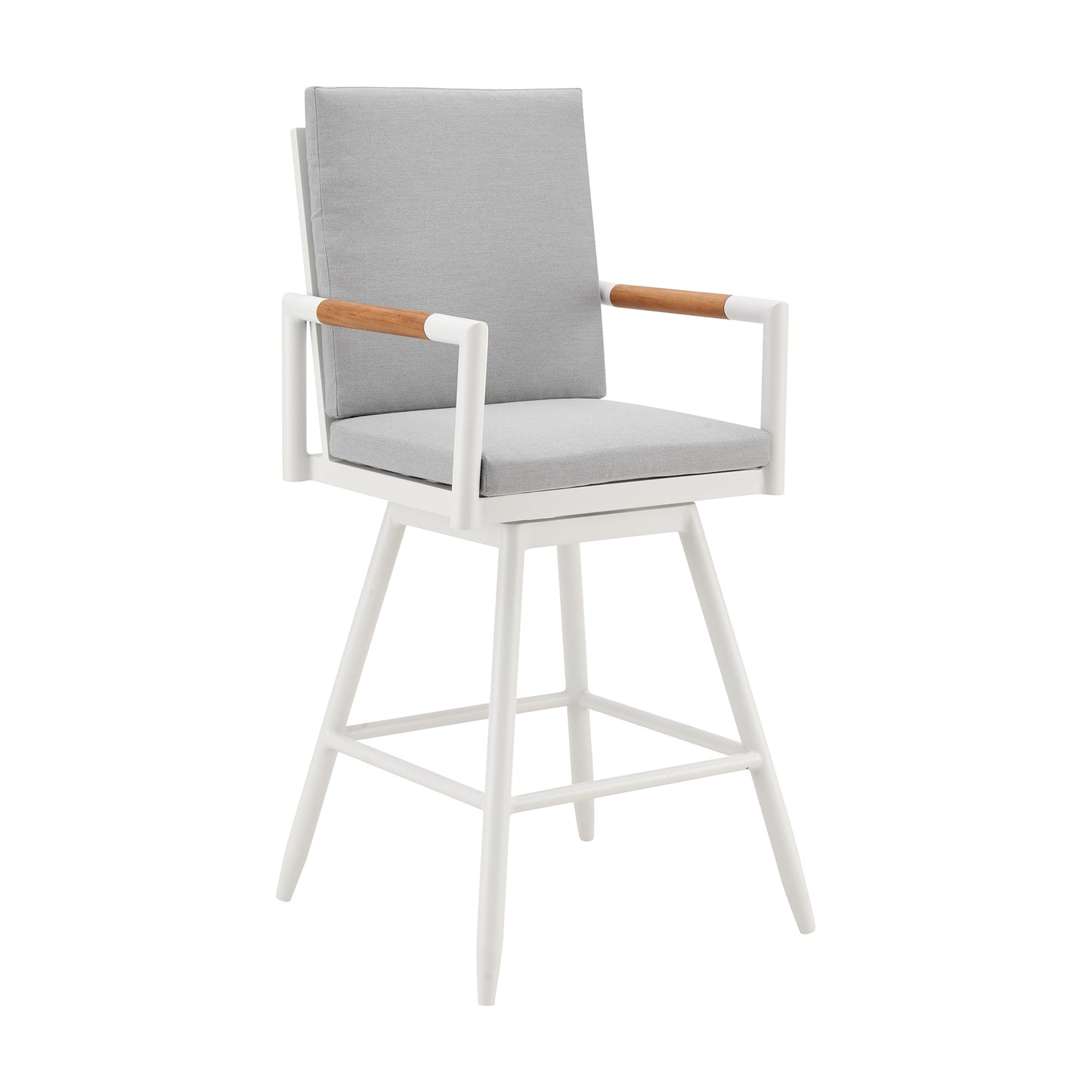 Crown Outdoor Patio Swivel Stool in Aluminum with Rope and Cushions