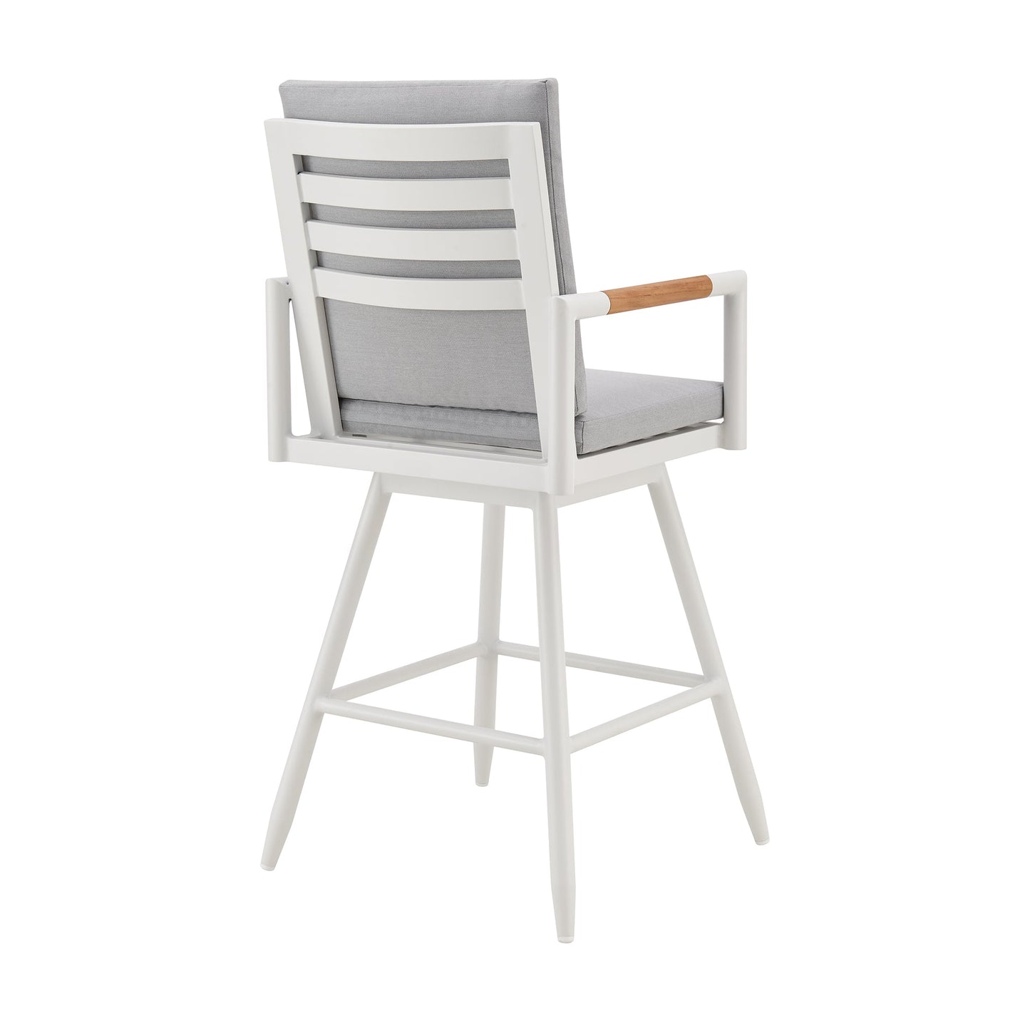 Crown Outdoor Patio Swivel Stool in Aluminum with Rope and Cushions