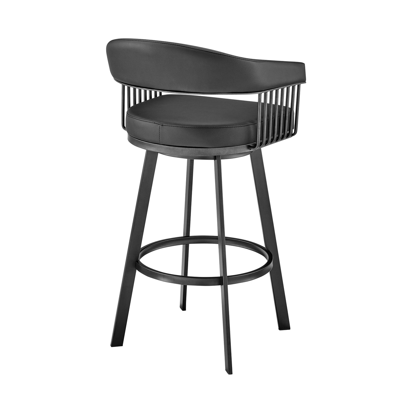 Chelsea Swivel Bar Stool in Faux Leather and Metal Finish