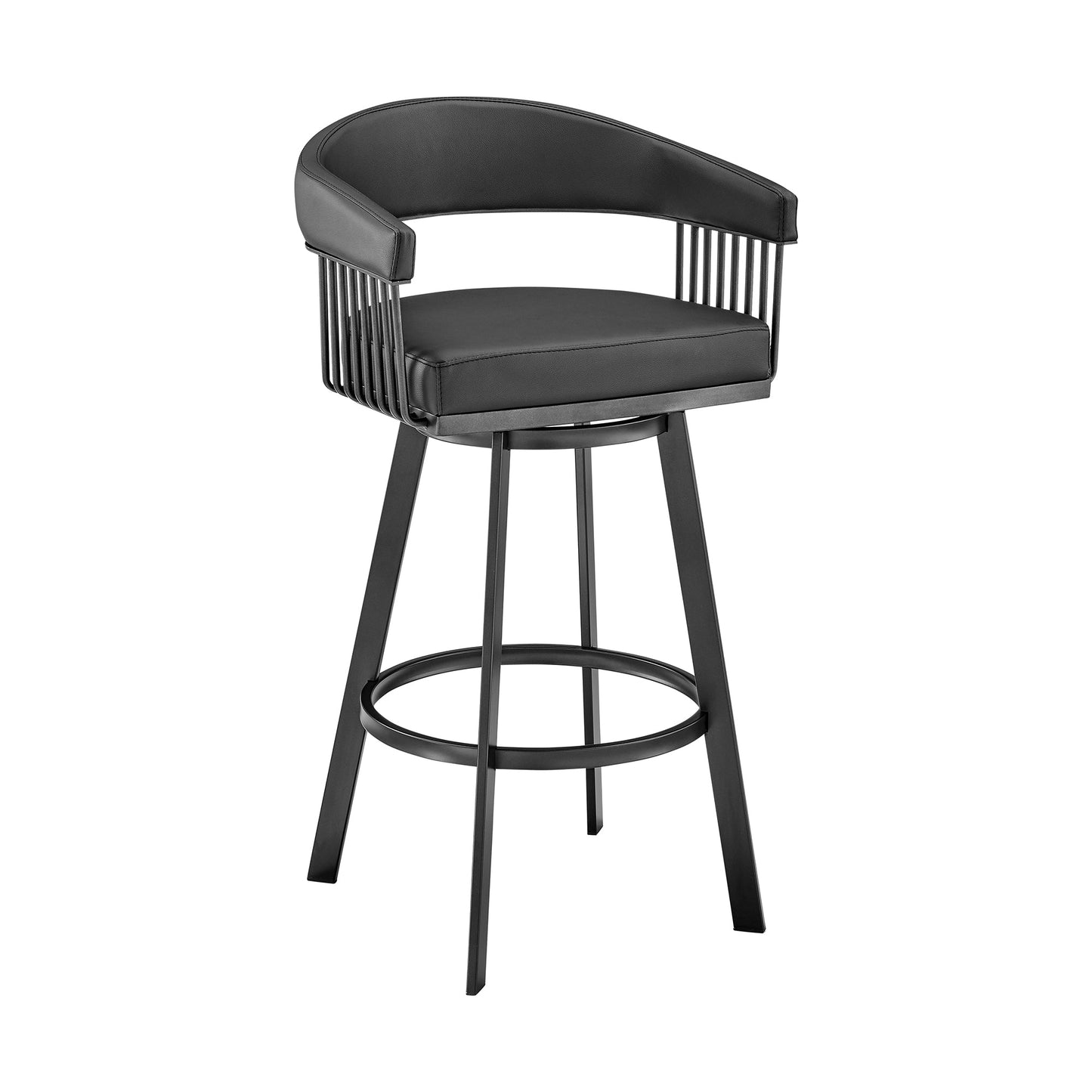 Chelsea Swivel Bar Stool in Faux Leather and Metal Finish