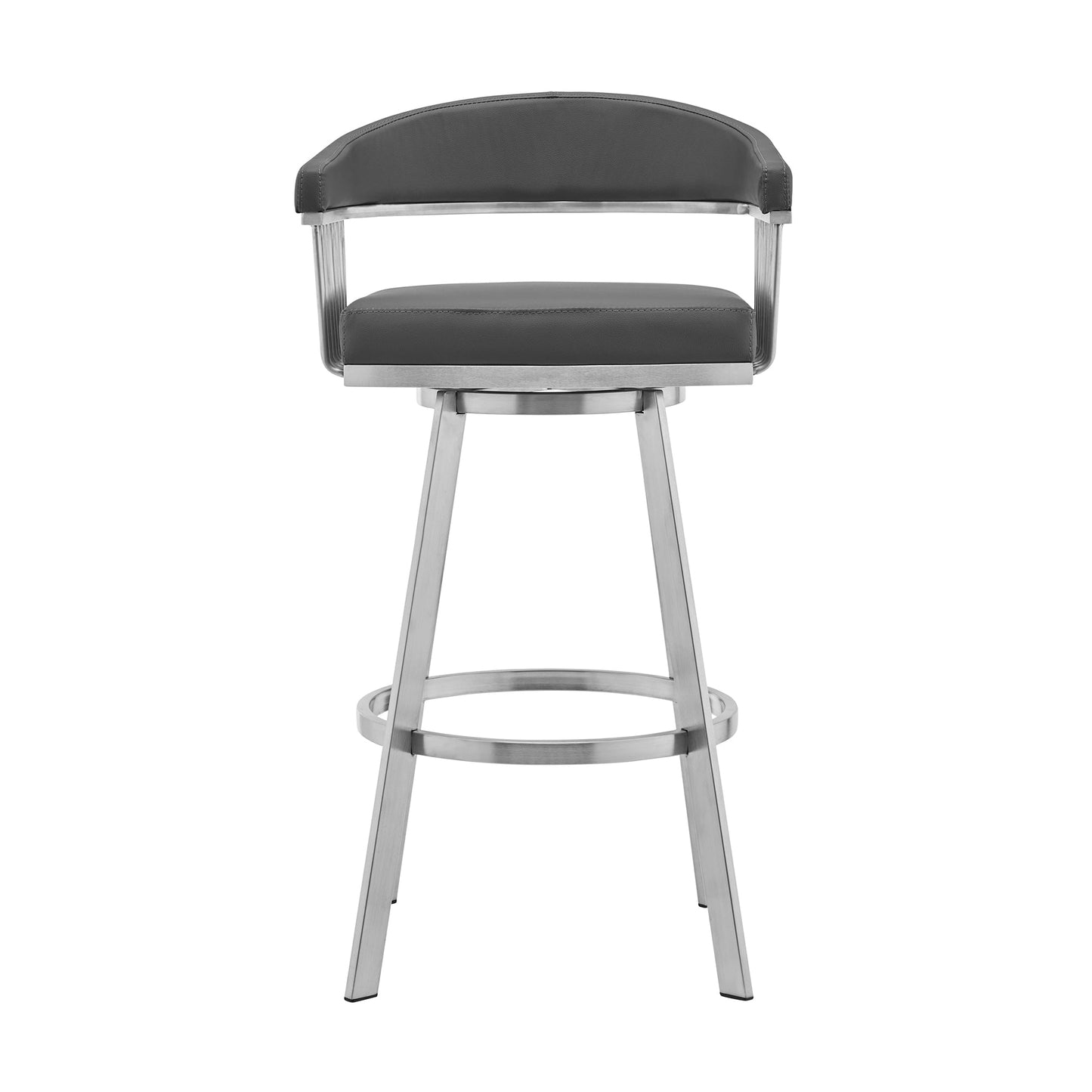 Chelsea Swivel Bar Stool in Faux Leather and Metal Finish