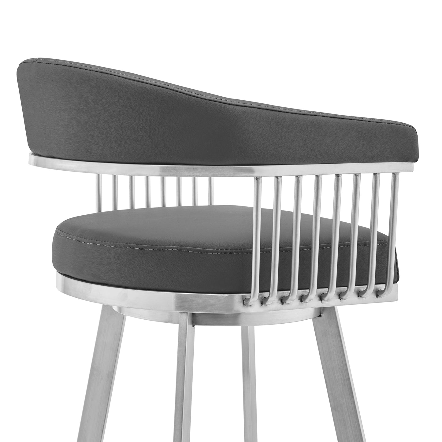 Chelsea Swivel Bar Stool in Faux Leather and Metal Finish