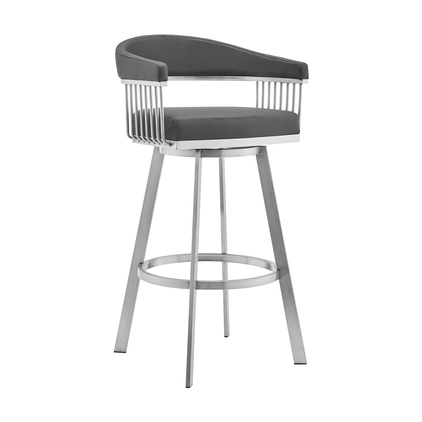 Chelsea Swivel Bar Stool in Faux Leather and Metal Finish