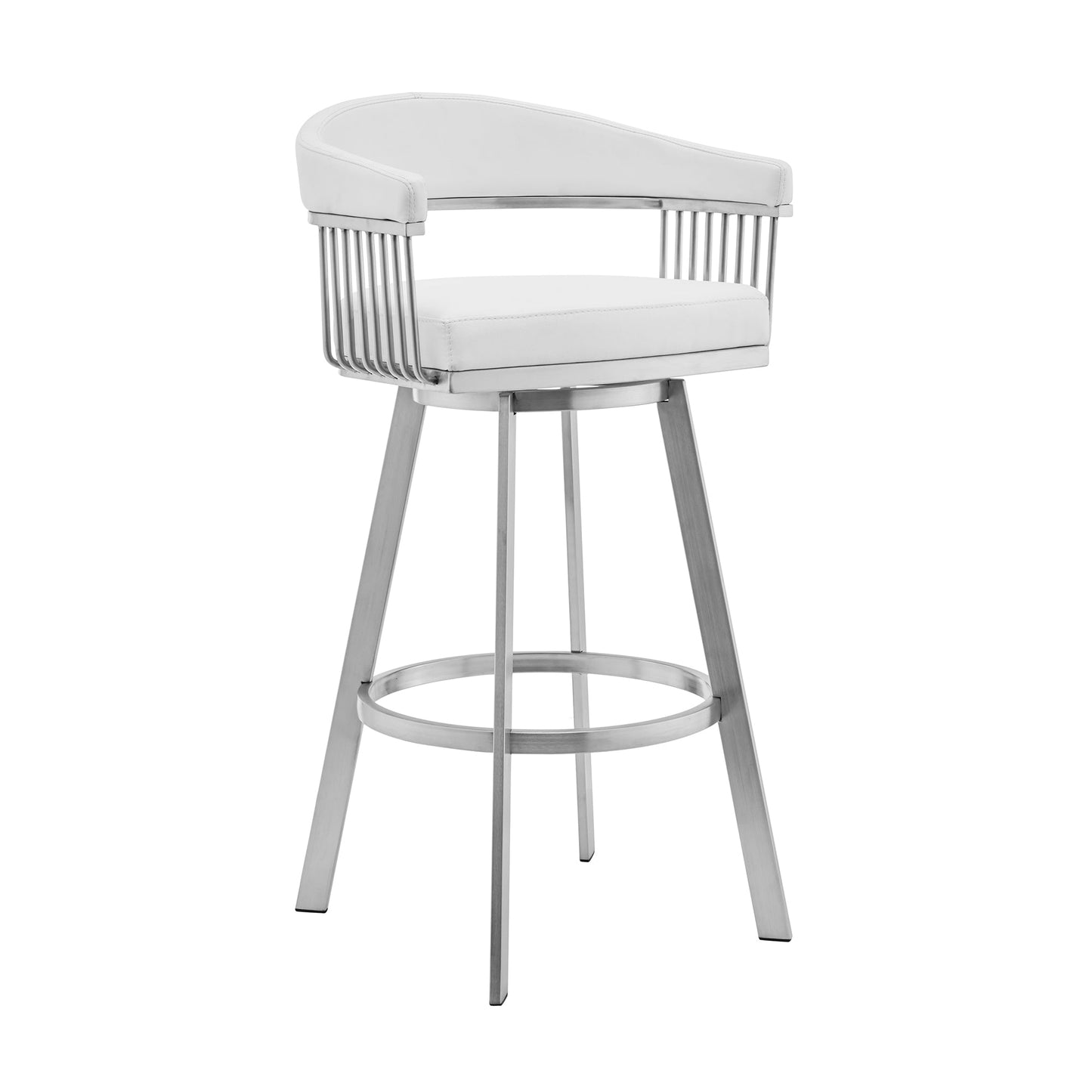 Chelsea Swivel Bar Stool in Faux Leather and Metal Finish