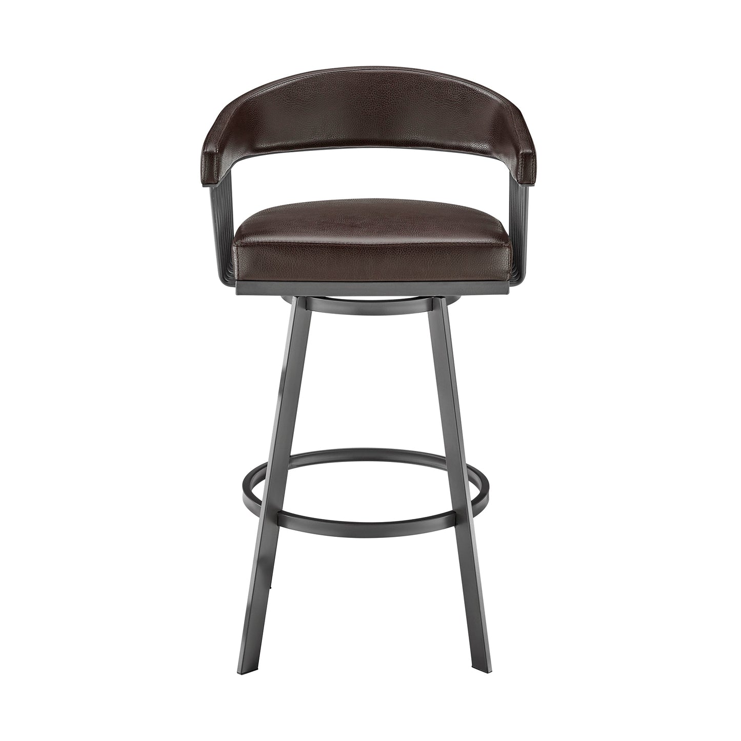 Chelsea Swivel Bar Stool in Faux Leather and Metal Finish