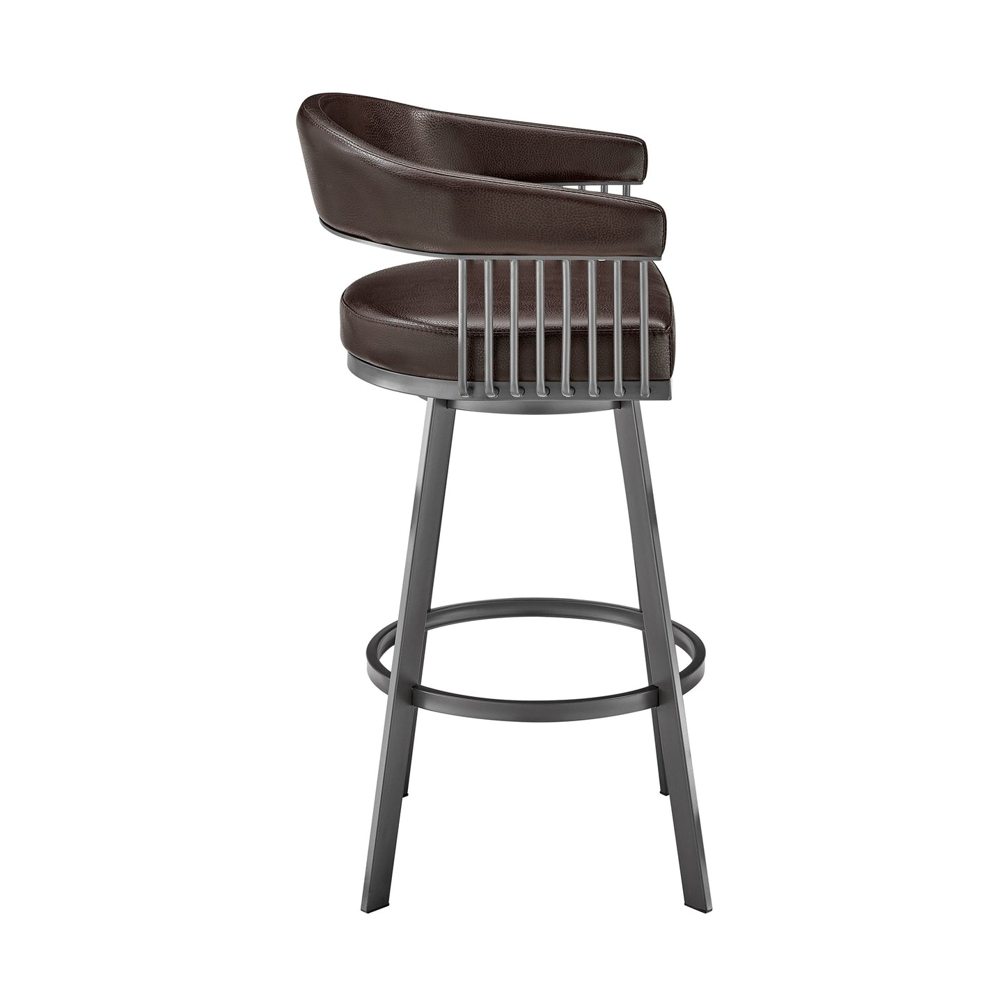 Chelsea Swivel Bar Stool in Faux Leather and Metal Finish