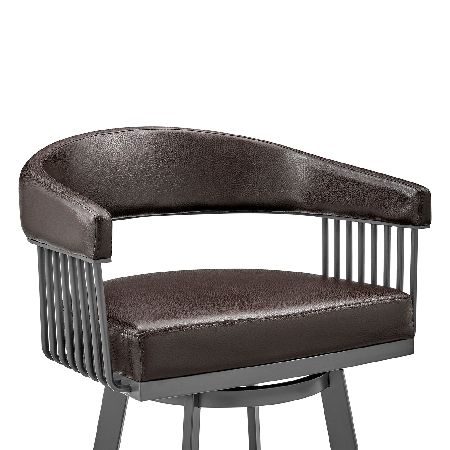 Chelsea Swivel Bar Stool in Faux Leather and Metal Finish