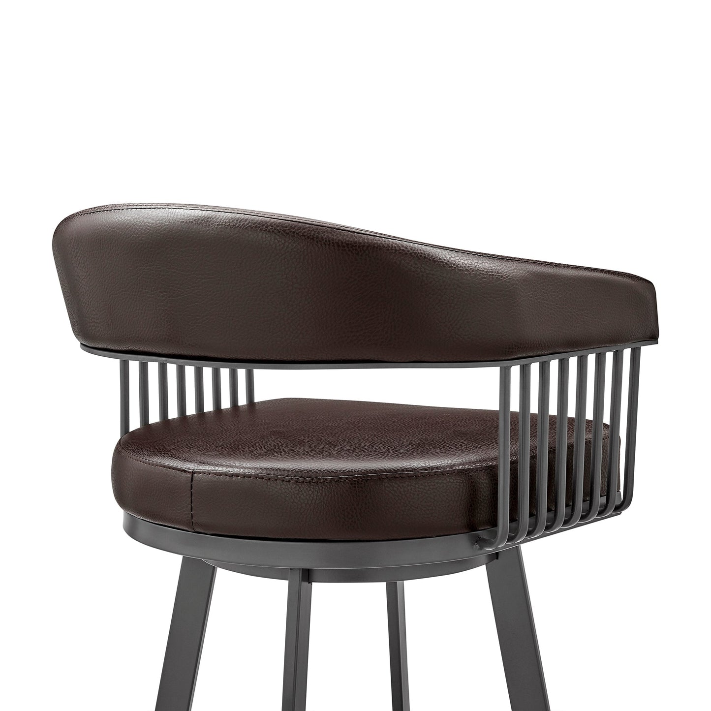 Chelsea Swivel Bar Stool in Faux Leather and Metal Finish