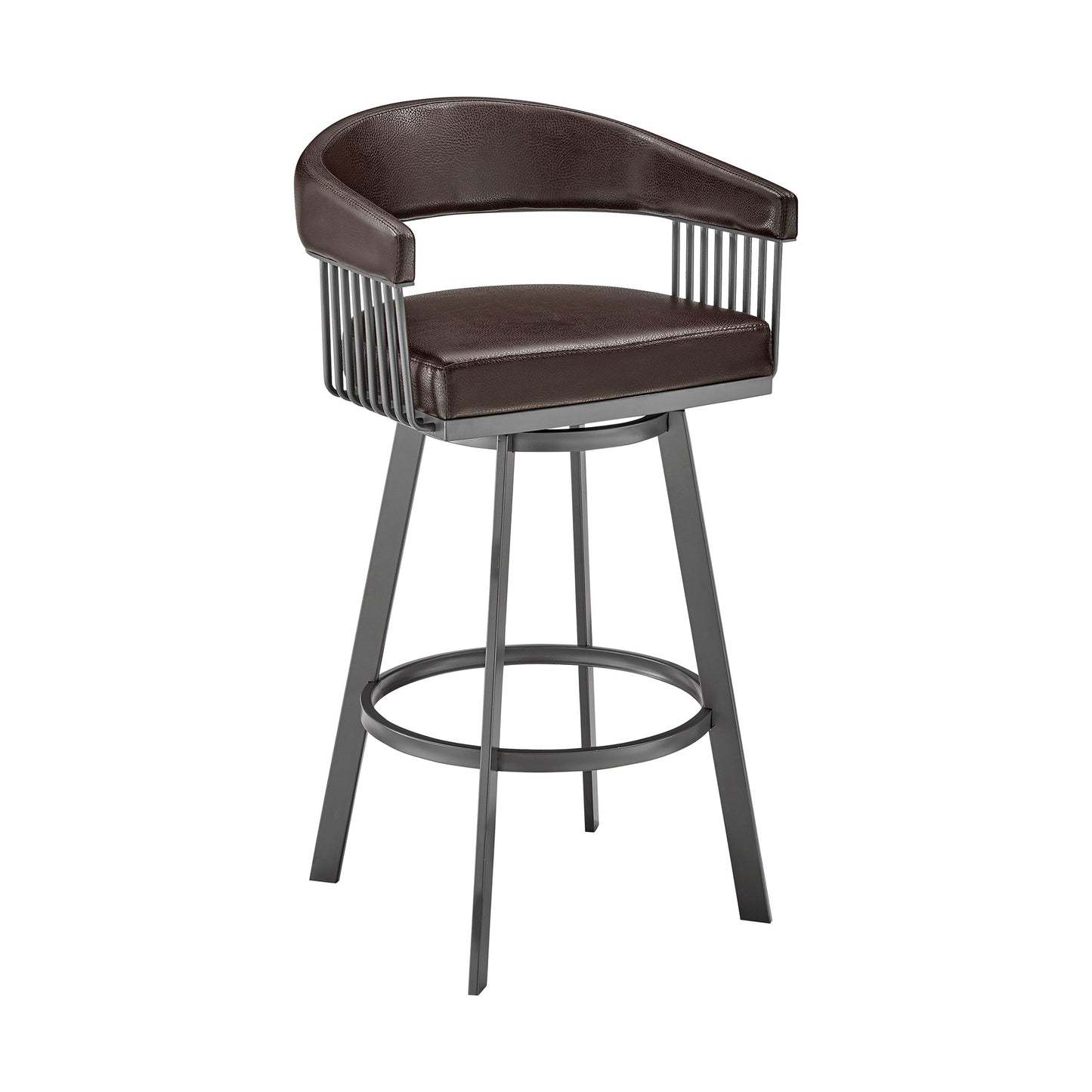 Chelsea Swivel Bar Stool in Faux Leather and Metal Finish