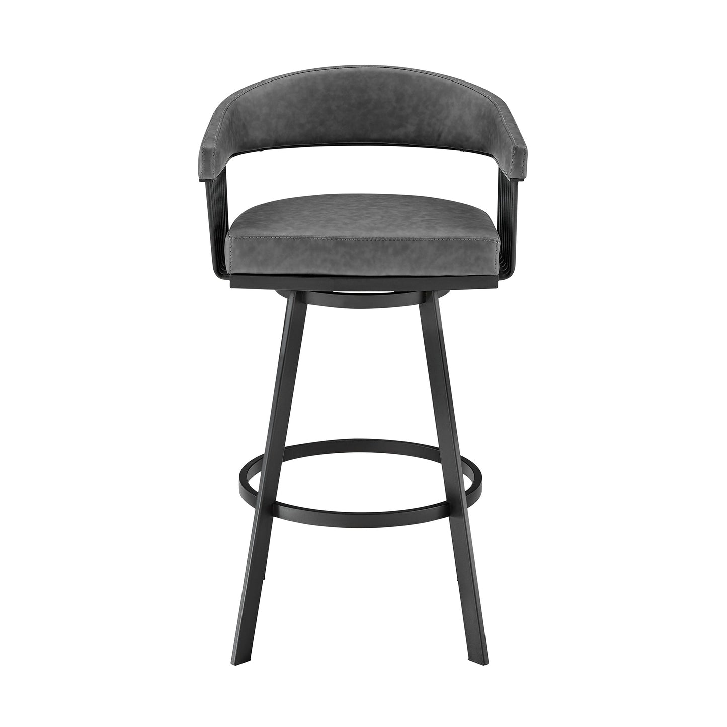 Chelsea Swivel Bar Stool in Faux Leather and Metal Finish