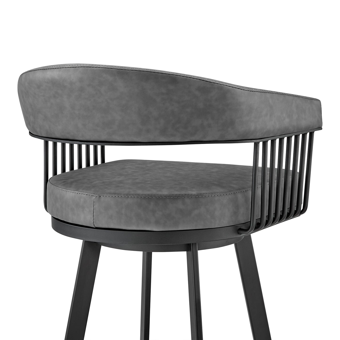 Chelsea Swivel Bar Stool in Faux Leather and Metal Finish