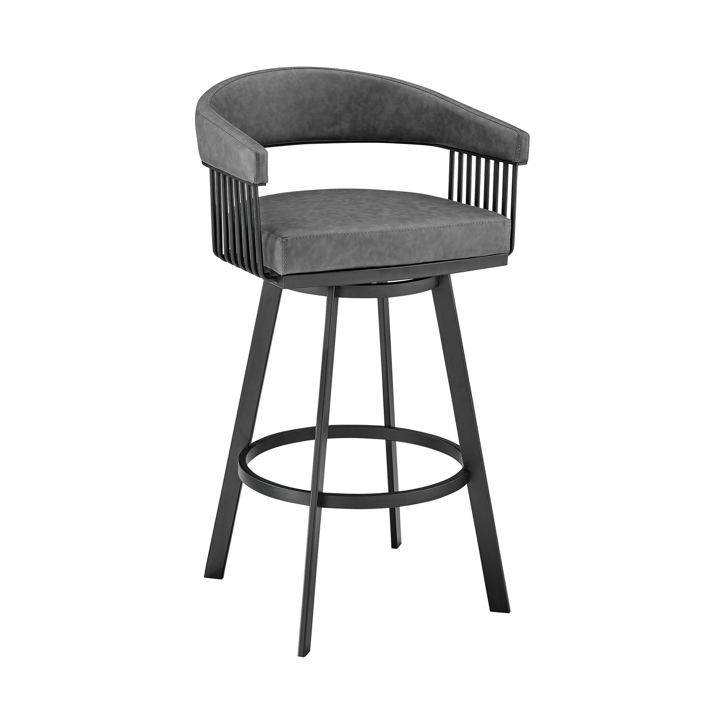 Chelsea Swivel Bar Stool in Faux Leather and Metal Finish