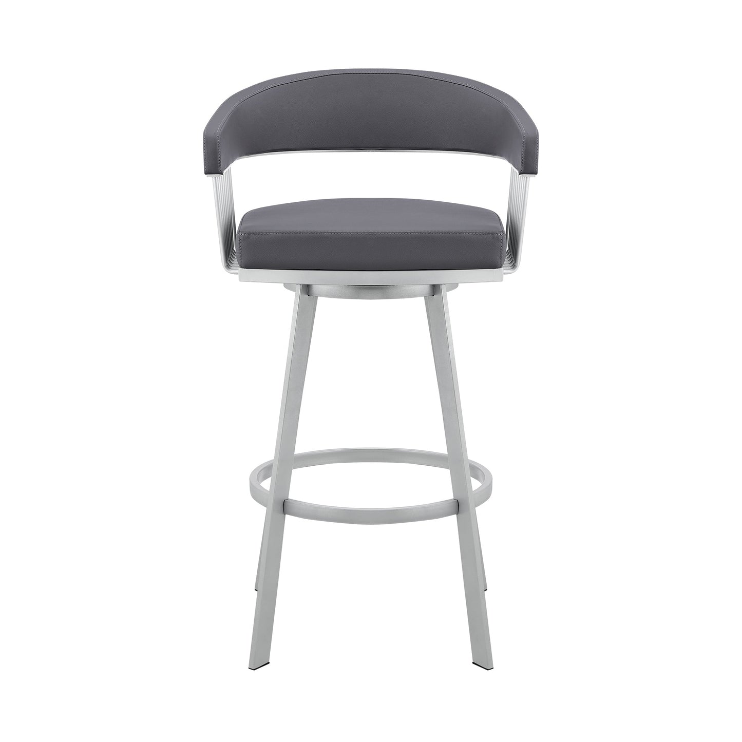 Chelsea Swivel Bar Stool in Faux Leather and Metal Finish
