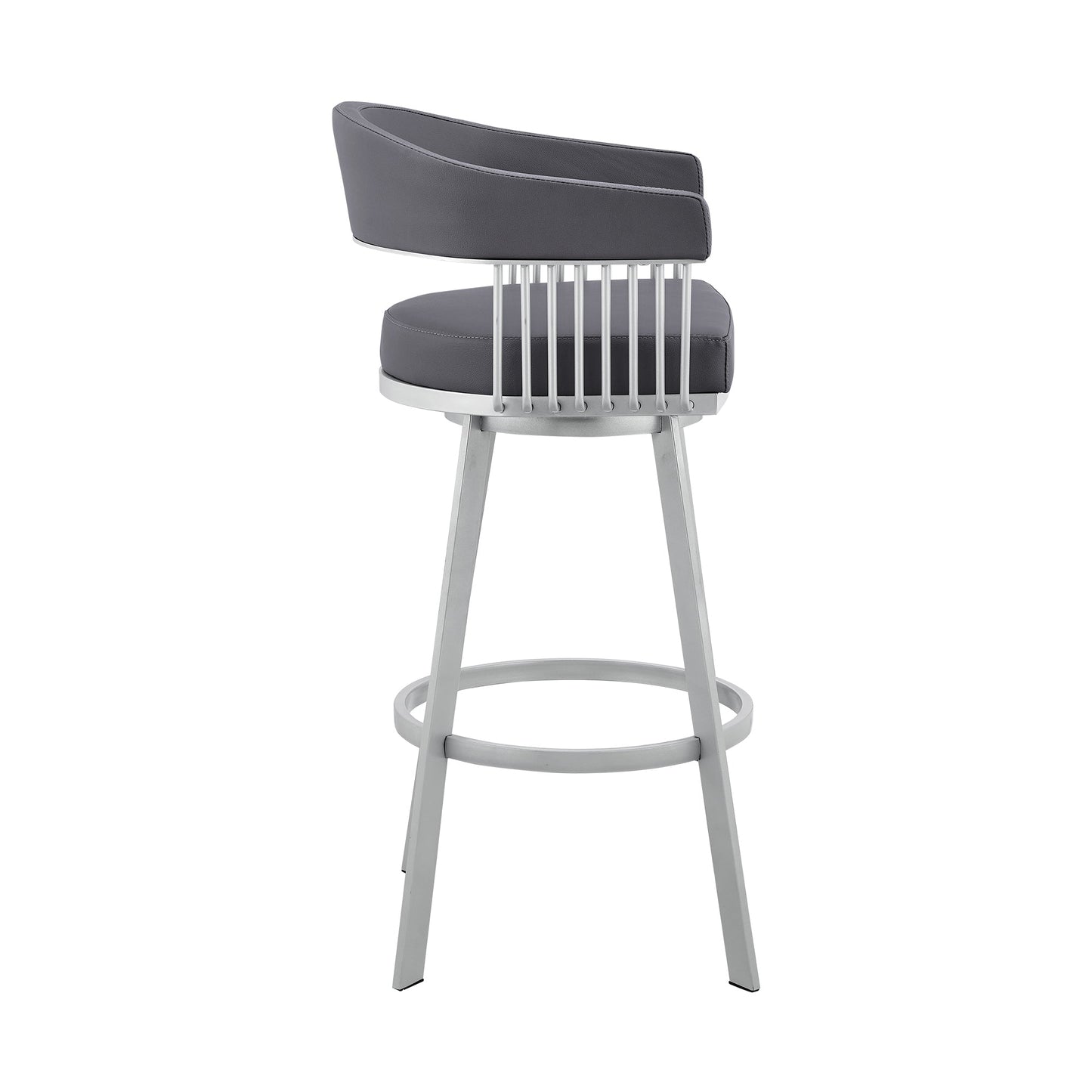 Chelsea Swivel Bar Stool in Faux Leather and Metal Finish