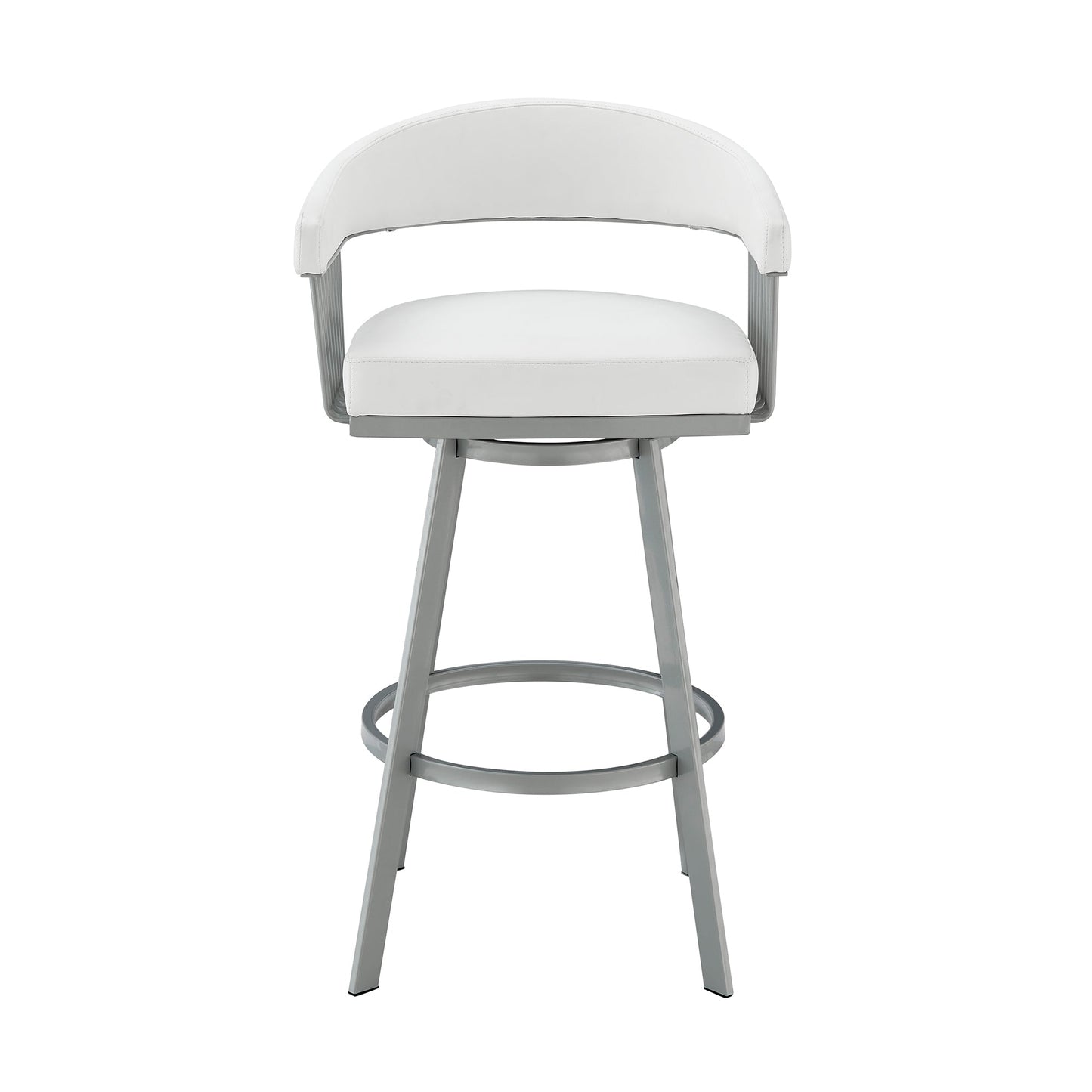 Chelsea Swivel Bar Stool in Faux Leather and Metal Finish