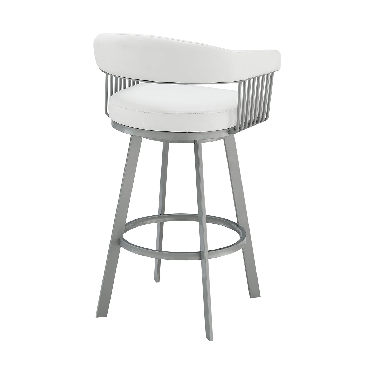 Chelsea Swivel Bar Stool in Faux Leather and Metal Finish