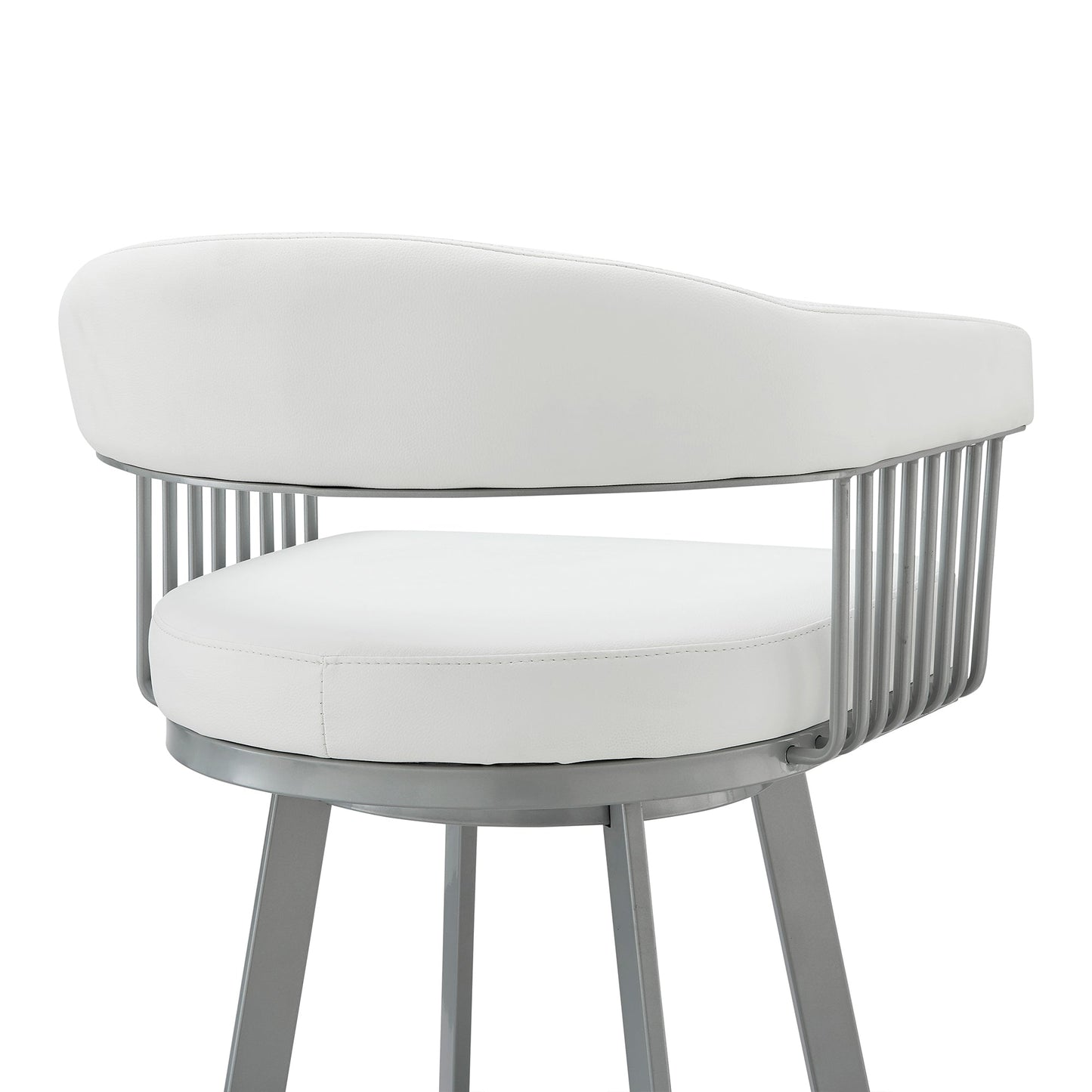 Chelsea Swivel Bar Stool in Faux Leather and Metal Finish