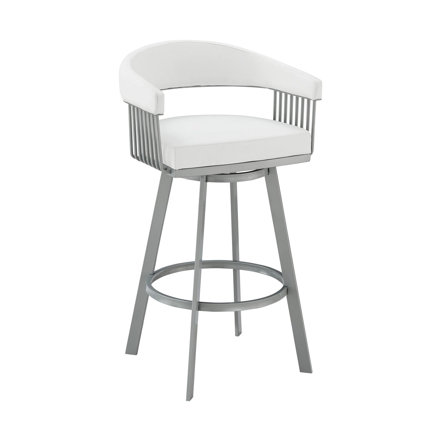 Chelsea Swivel Bar Stool in Faux Leather and Metal Finish