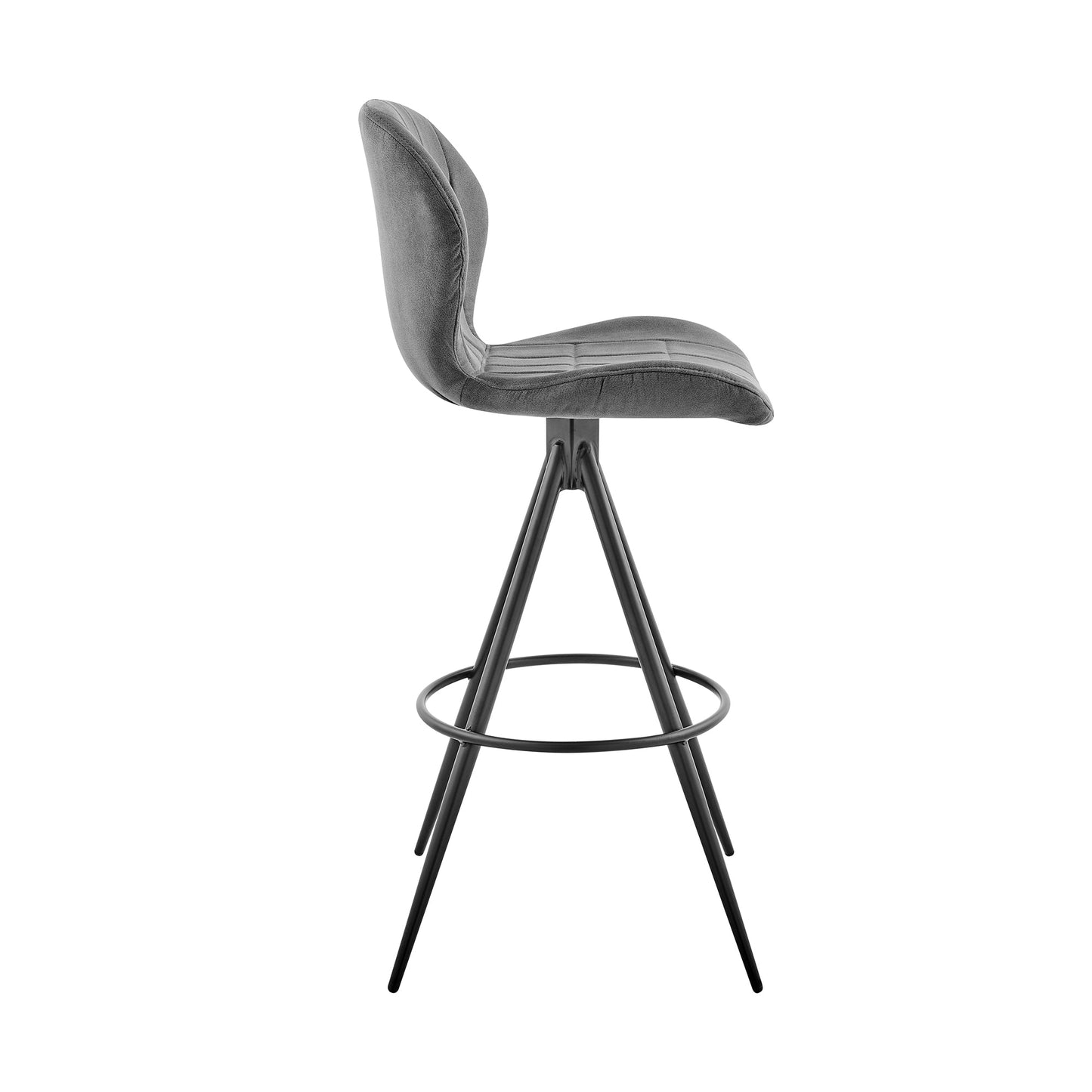 Catalina Bar Height Stool in Charcoal Fabric and Black Finish