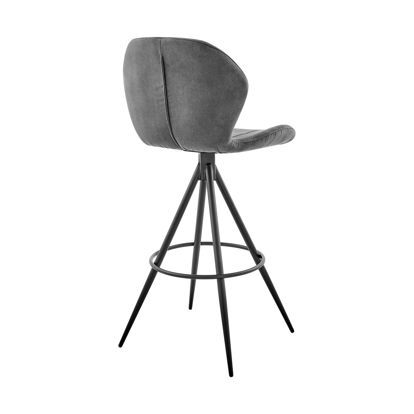 Catalina Bar Height Stool in Charcoal Fabric and Black Finish