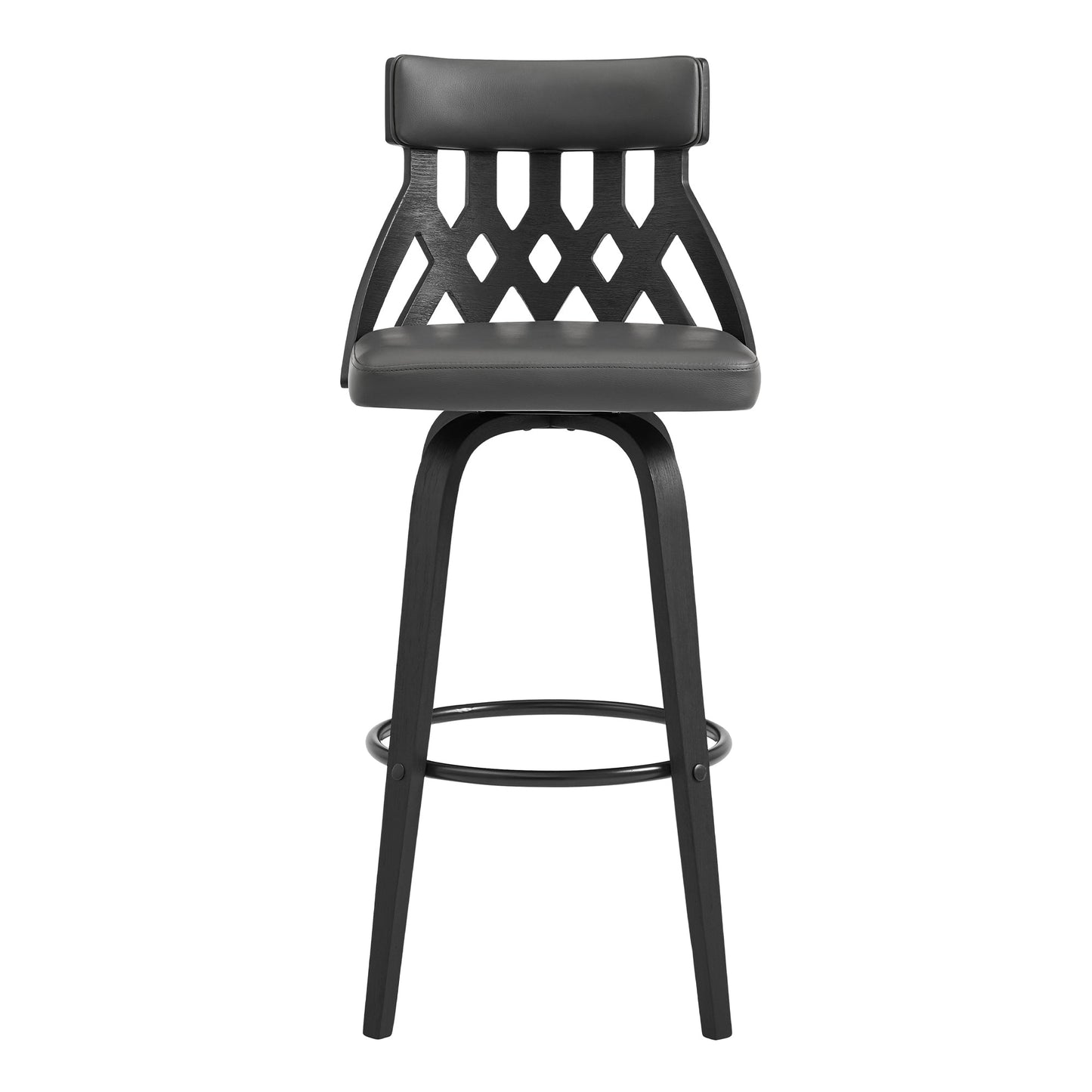 Crux Swivel Counter and Bar Stool in Faux Leather and Wood