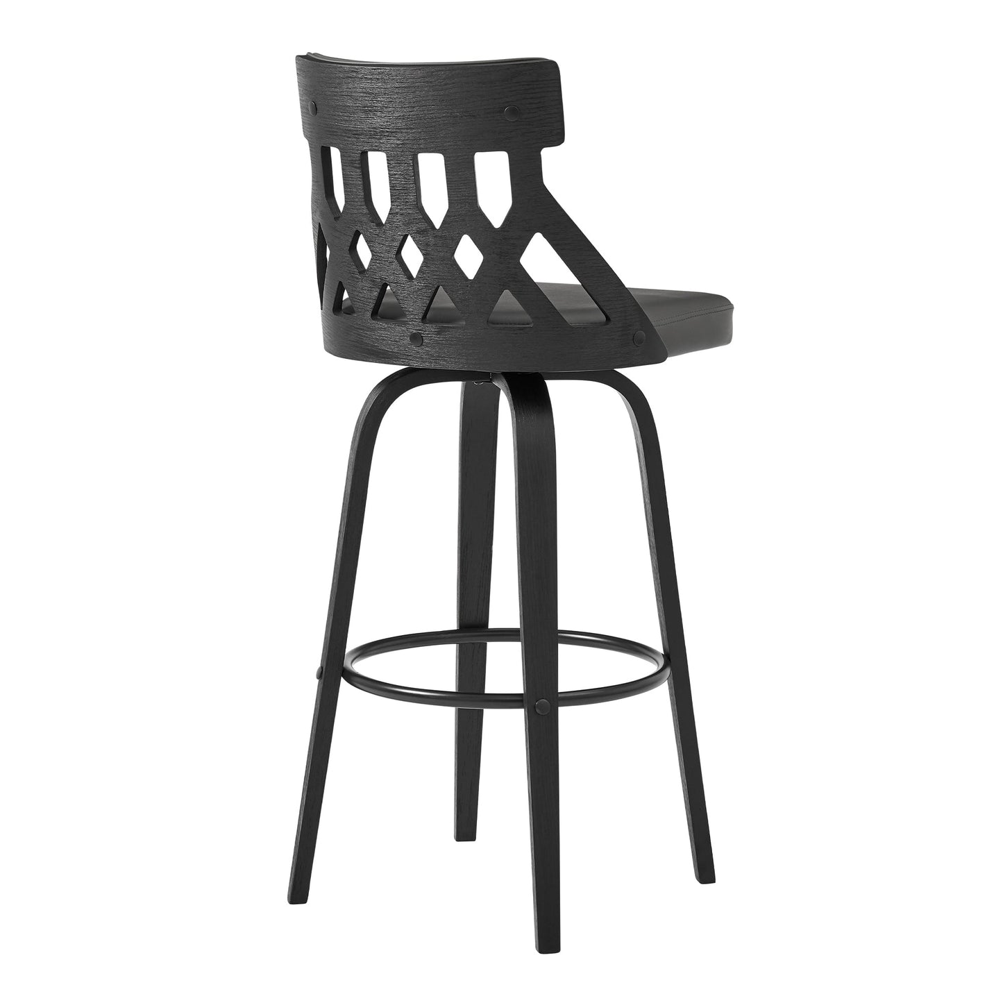 Crux Swivel Counter and Bar Stool in Faux Leather and Wood
