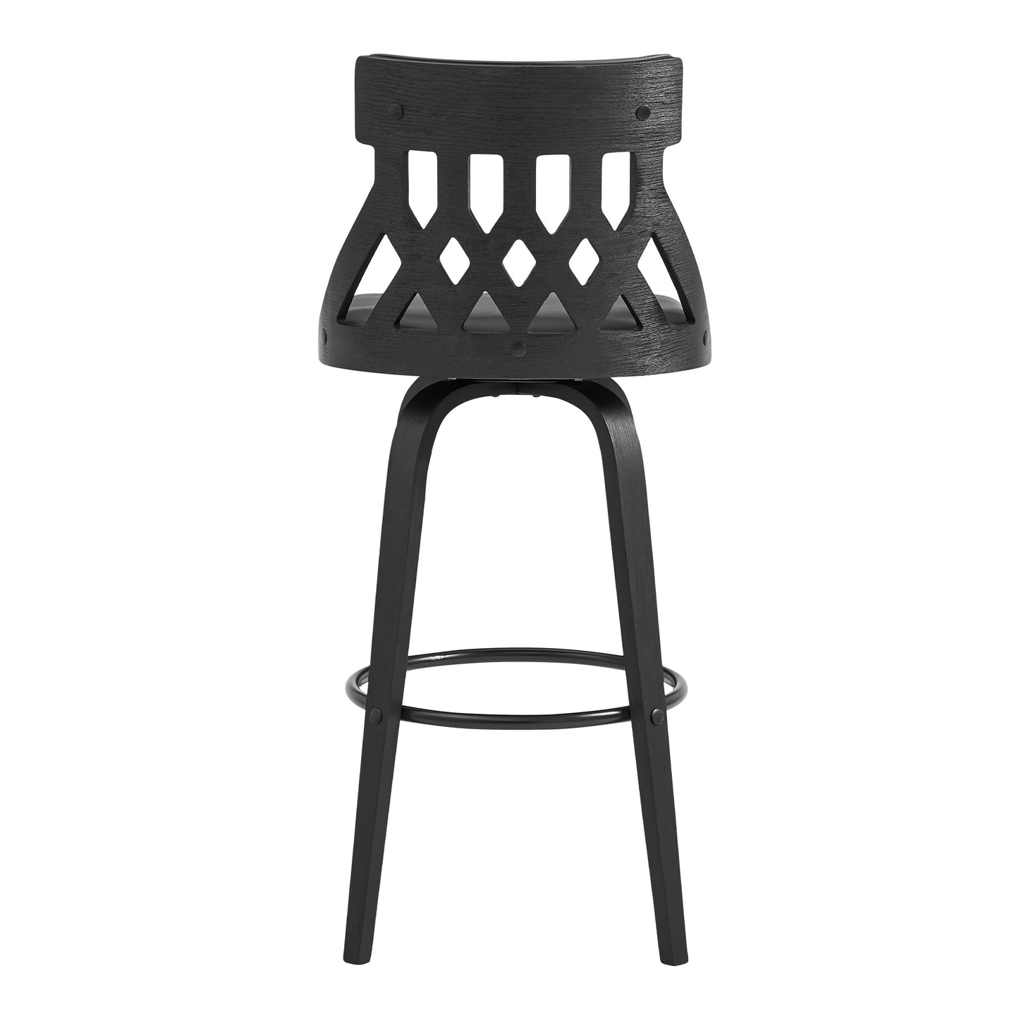 Crux Swivel Counter and Bar Stool in Faux Leather and Wood