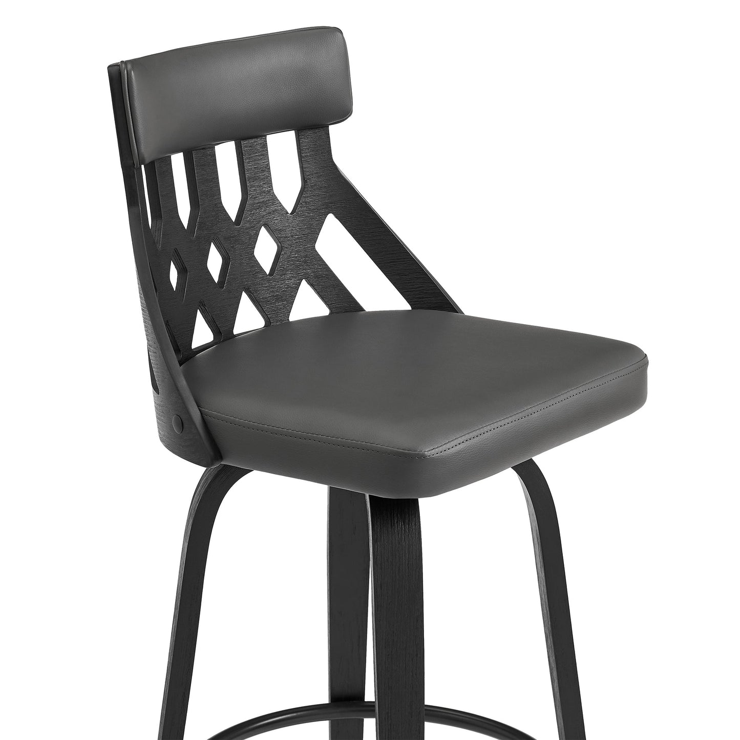 Crux Swivel Counter and Bar Stool in Faux Leather and Wood