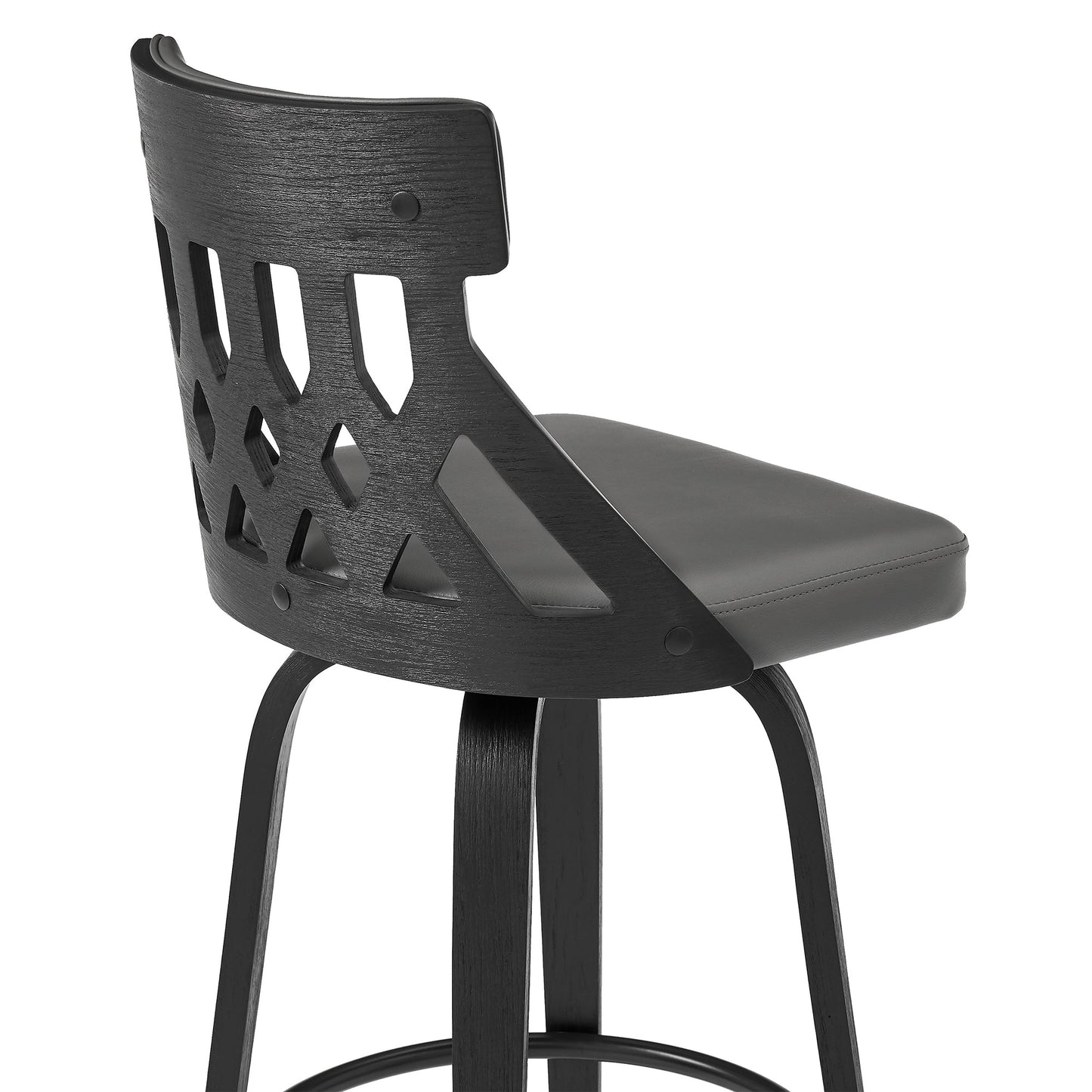 Crux Swivel Counter and Bar Stool in Faux Leather and Wood