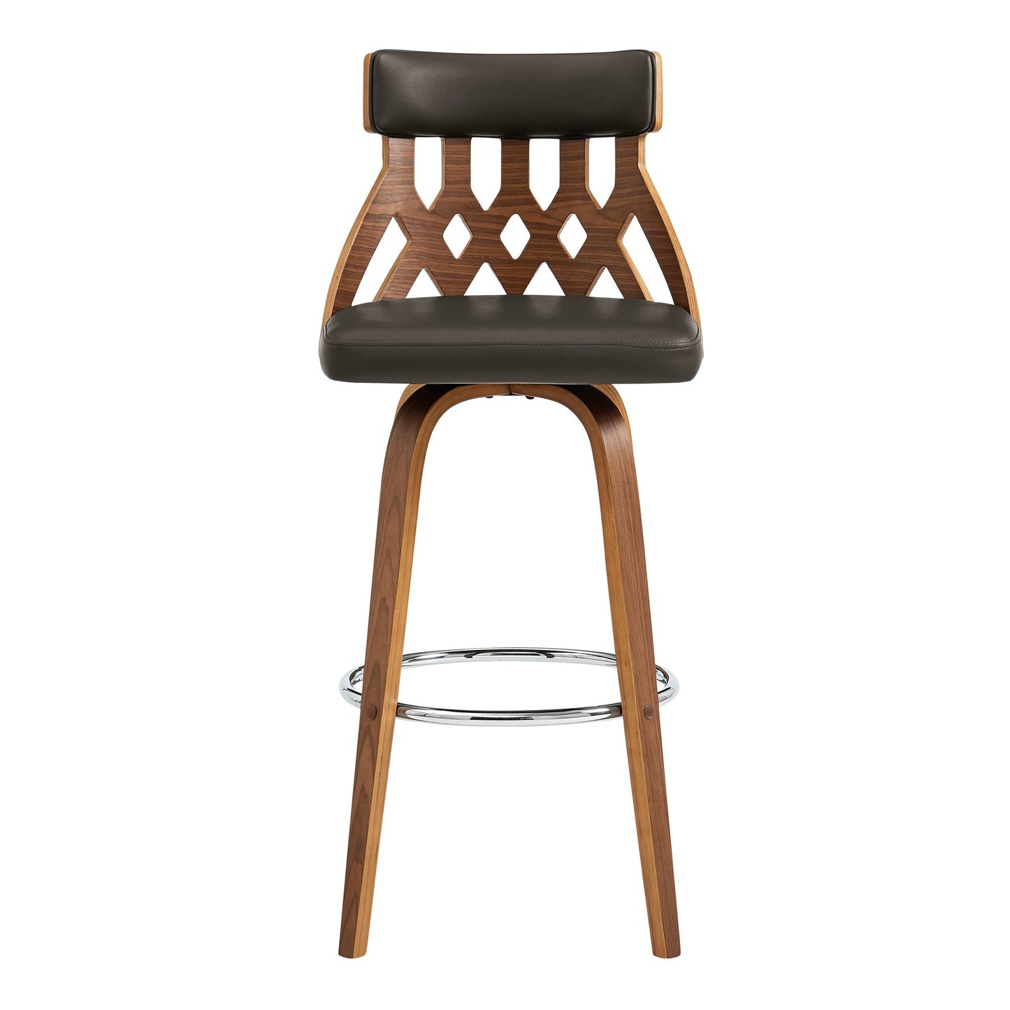 Crux Swivel Counter and Bar Stool in Faux Leather and Wood