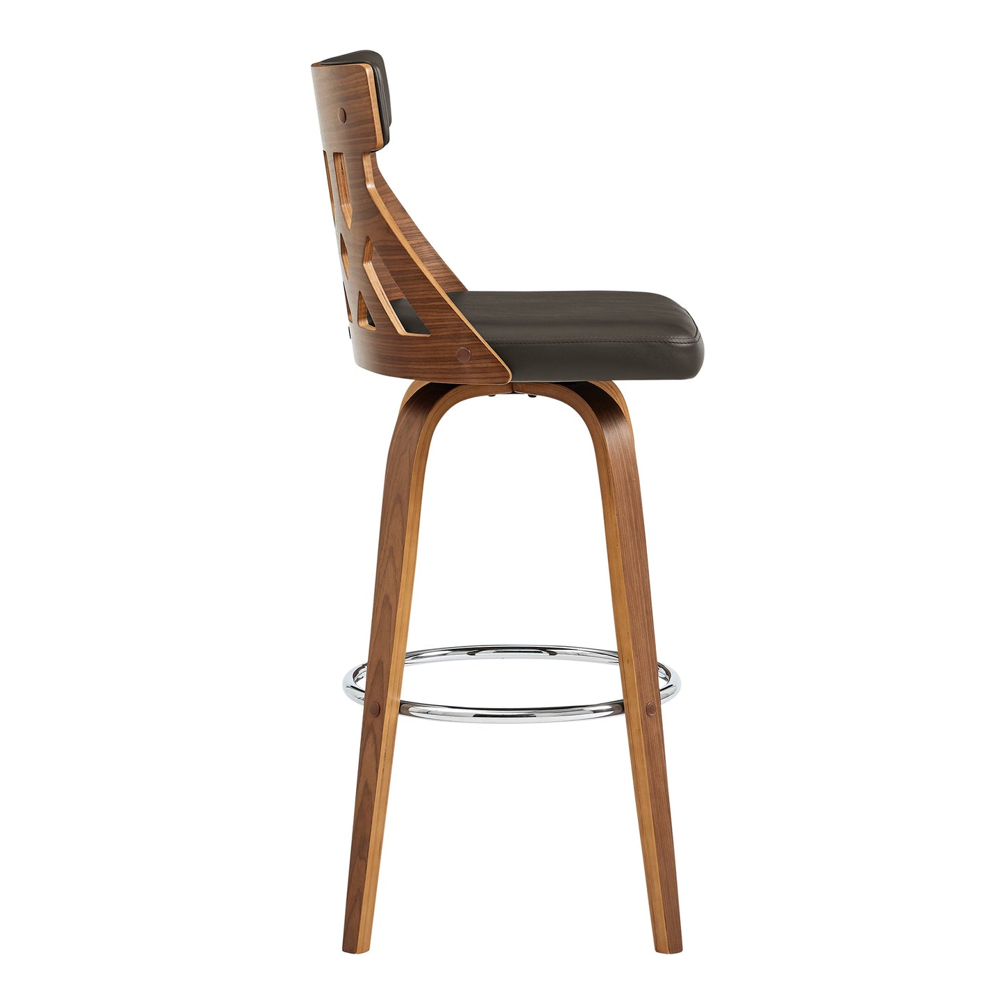 Crux Swivel Counter and Bar Stool in Faux Leather and Wood