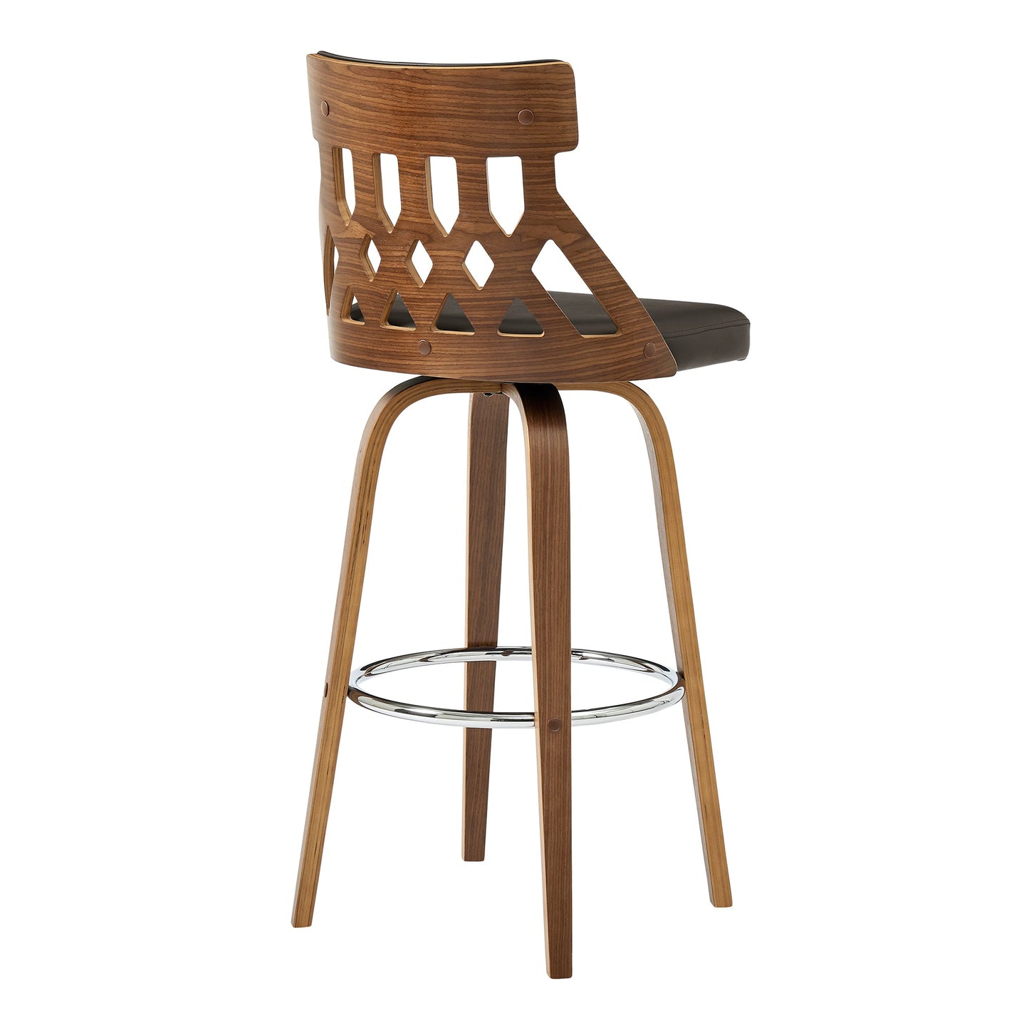 Crux Swivel Counter and Bar Stool in Faux Leather and Wood
