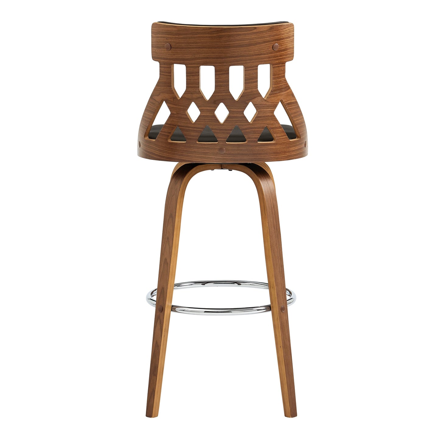 Crux Swivel Counter and Bar Stool in Faux Leather and Wood