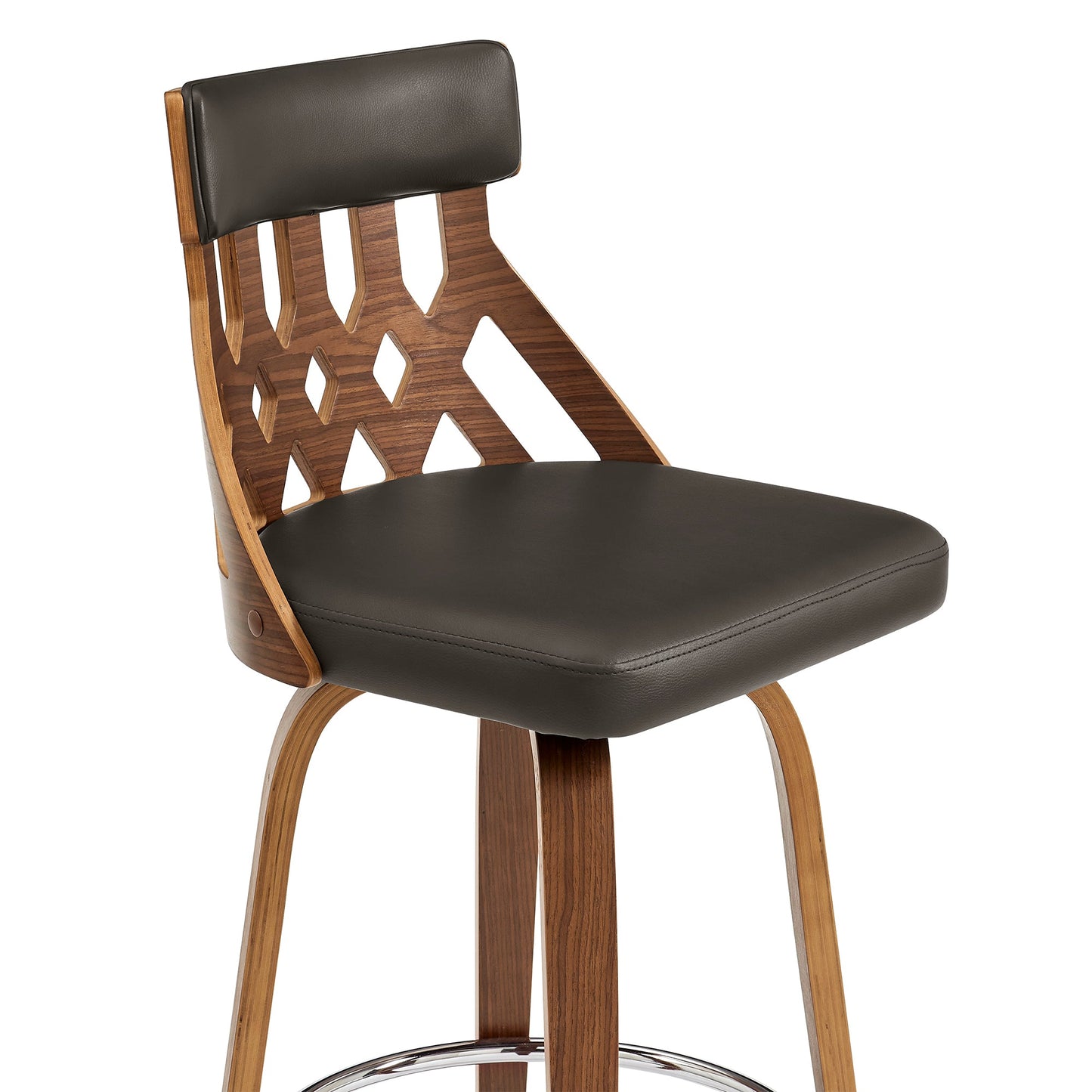 Crux Swivel Counter and Bar Stool in Faux Leather and Wood