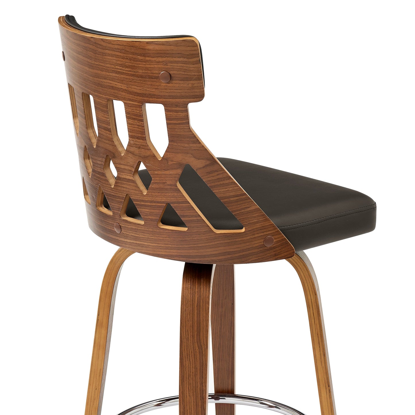 Crux Swivel Counter and Bar Stool in Faux Leather and Wood