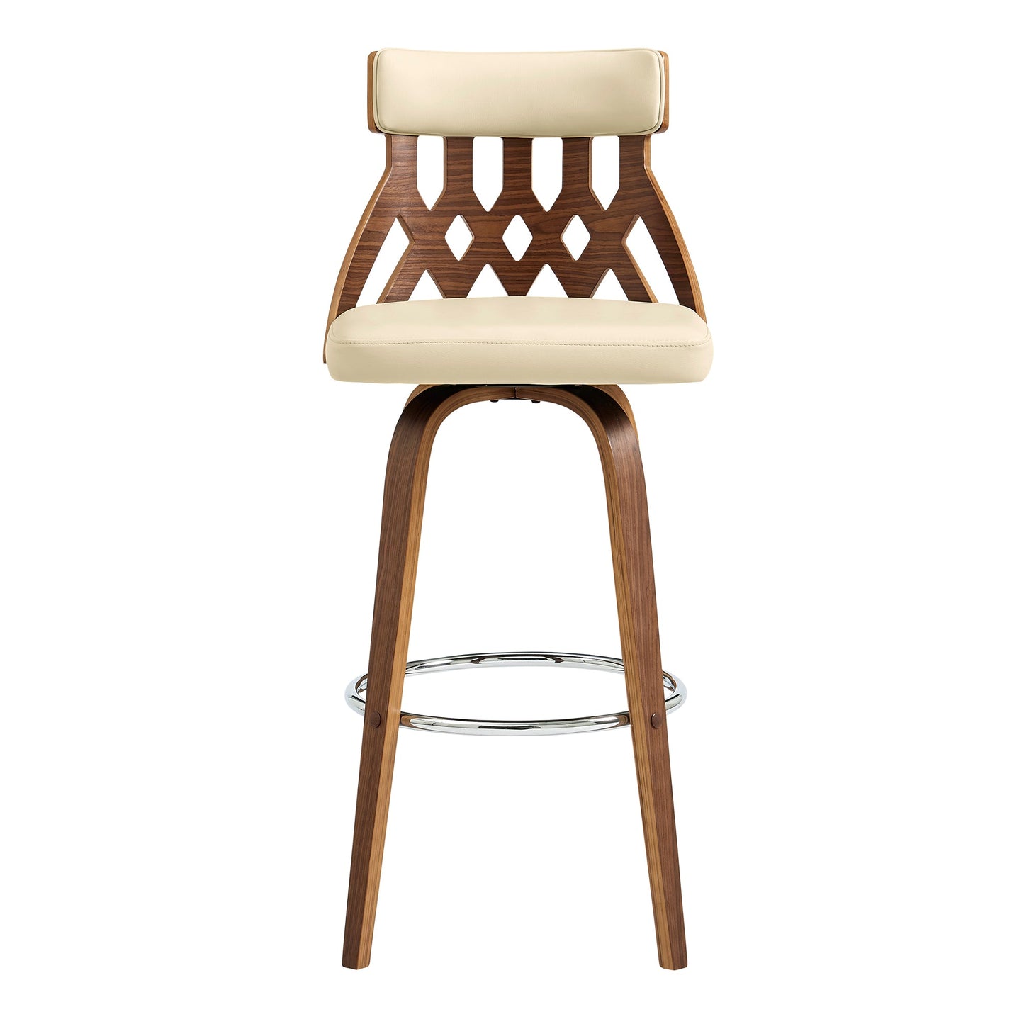 Crux Swivel Counter and Bar Stool in Faux Leather and Wood